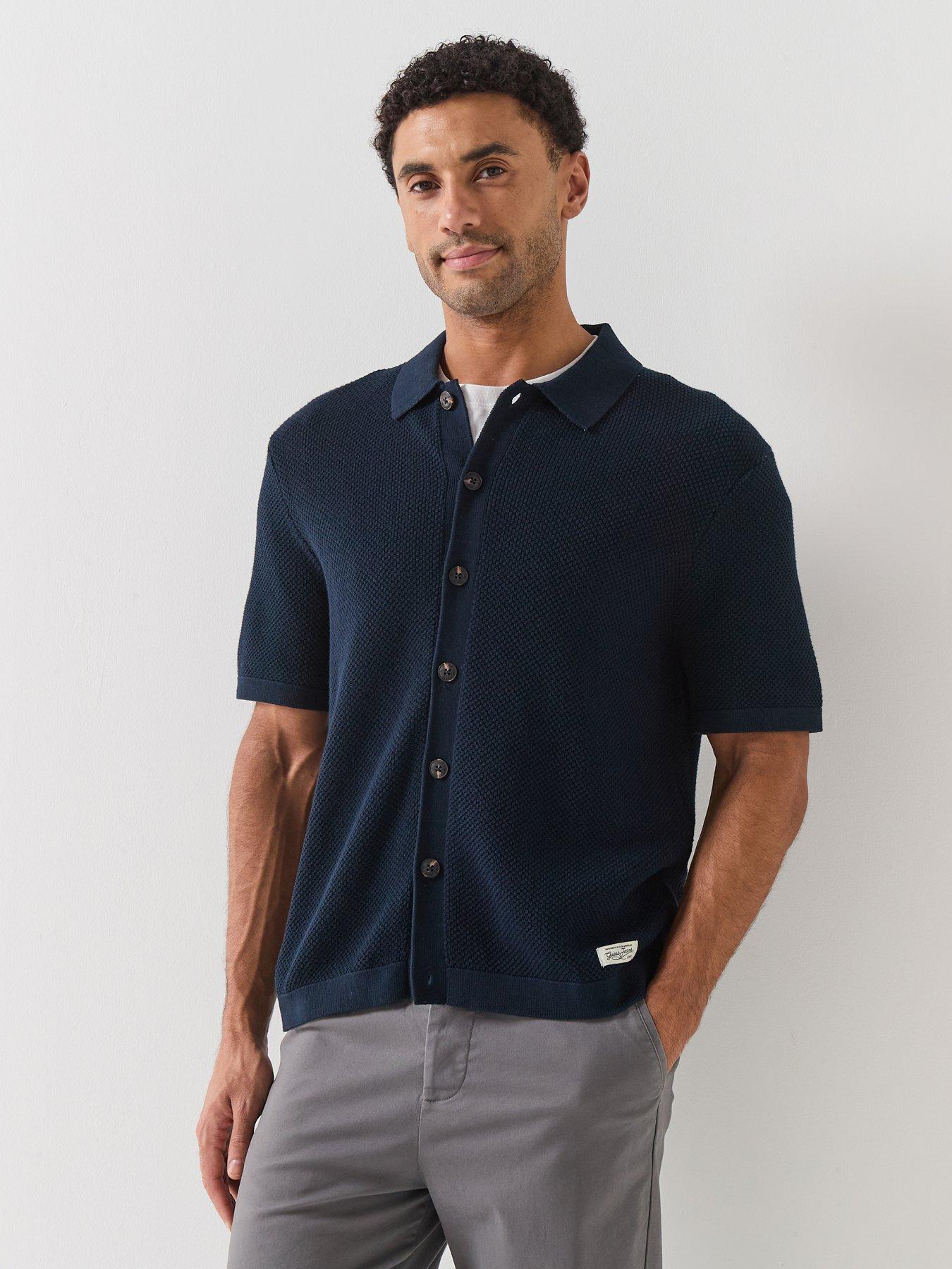 Image 1 of 5 of Guess Jeans Short Sleeve Knitted Polo - Navy