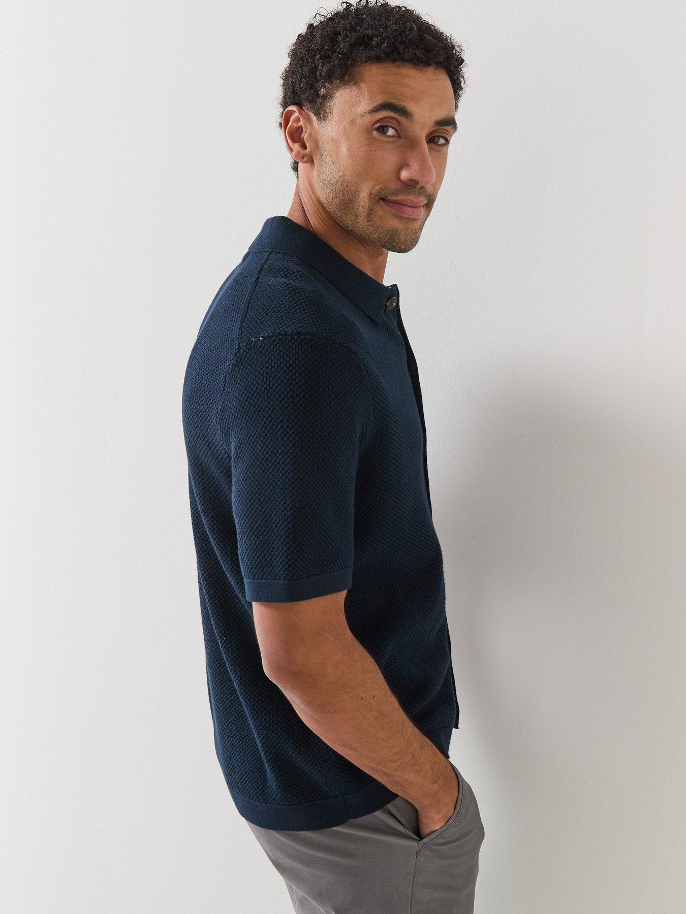 Image 2 of 5 of Guess Jeans Short Sleeve Knitted Polo - Navy