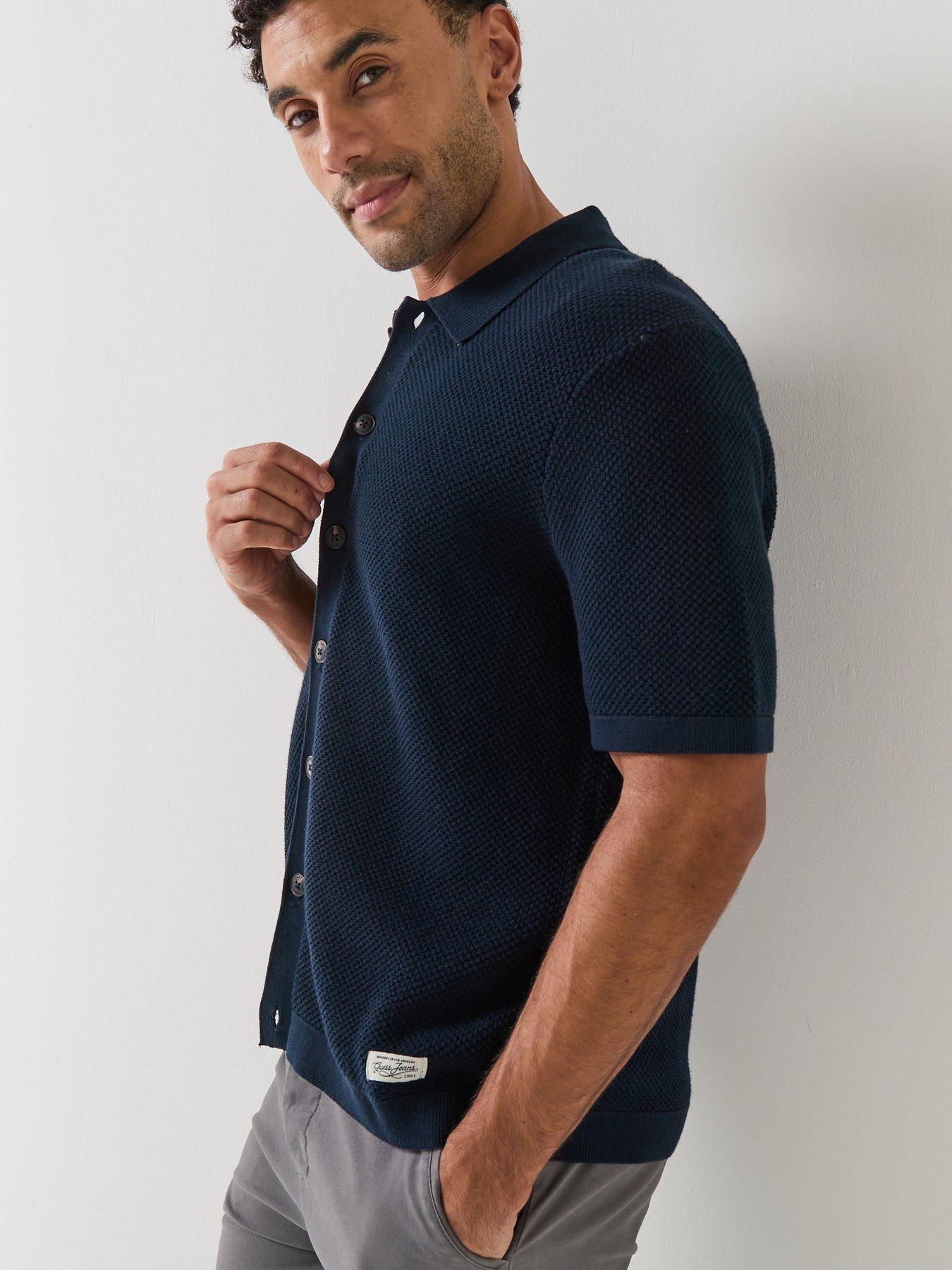 Image 4 of 5 of Guess Jeans Short Sleeve Knitted Polo - Navy