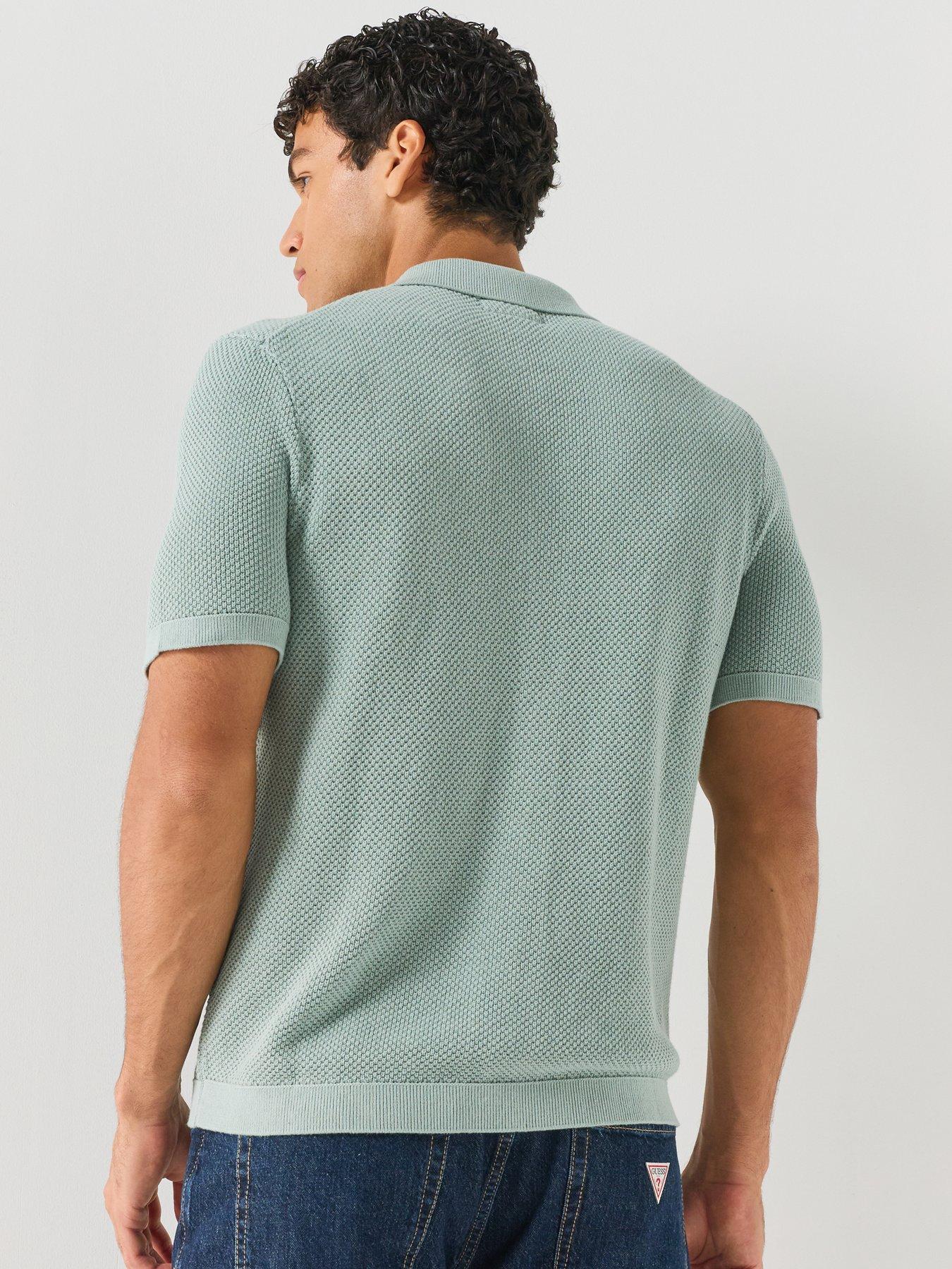 Image 2 of 6 of Guess Jeans Short Sleeve Knitted Polo Shirt - Green