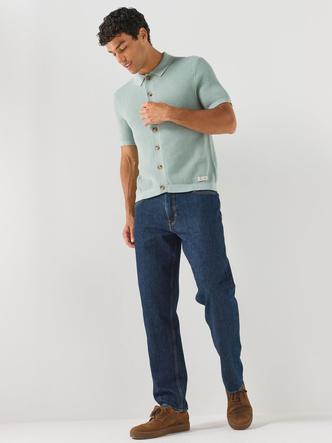 Image 3 of 6 of Guess Jeans Short Sleeve Knitted Polo Shirt - Green