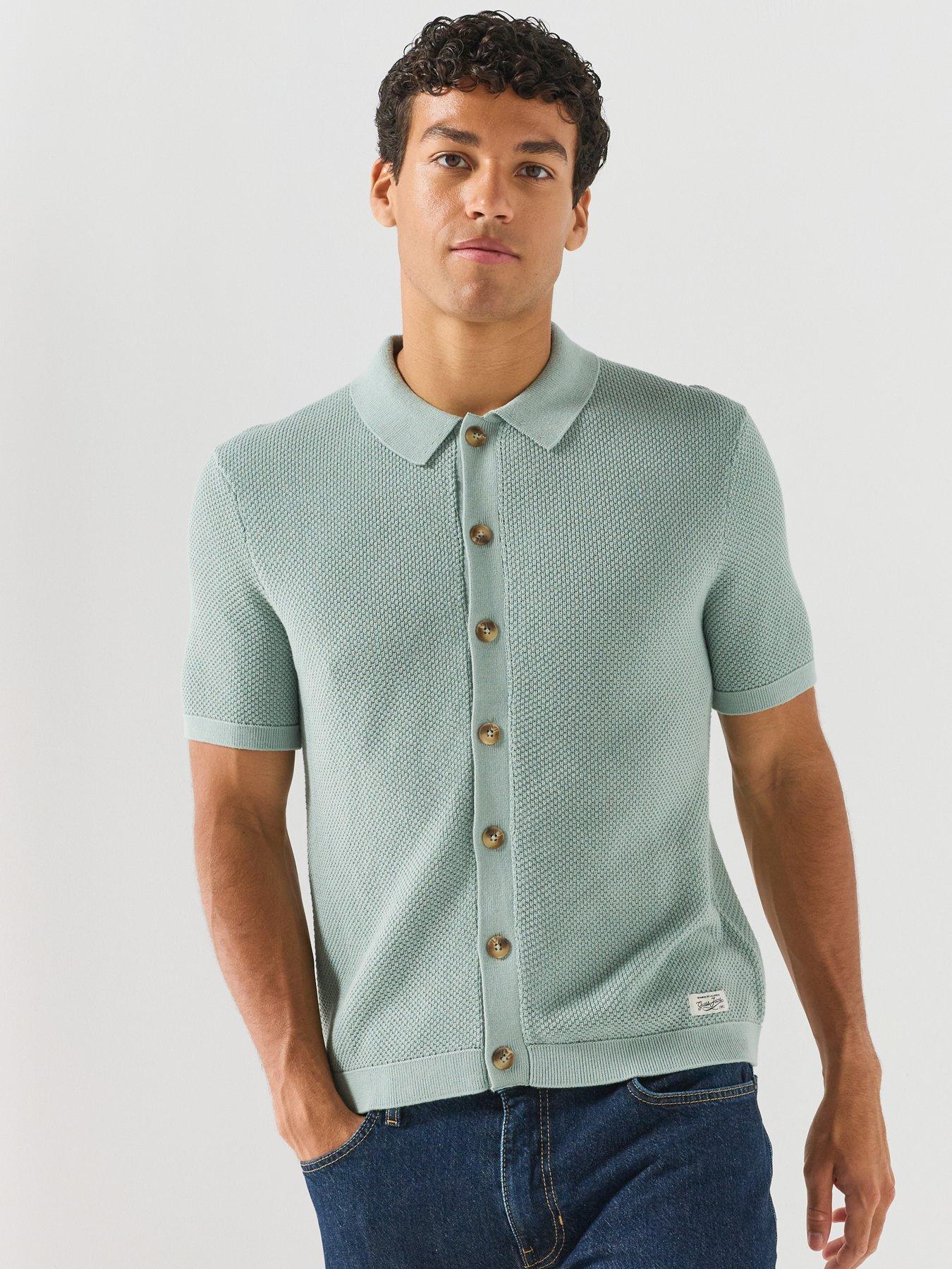 Image 4 of 6 of Guess Jeans Short Sleeve Knitted Polo Shirt - Green