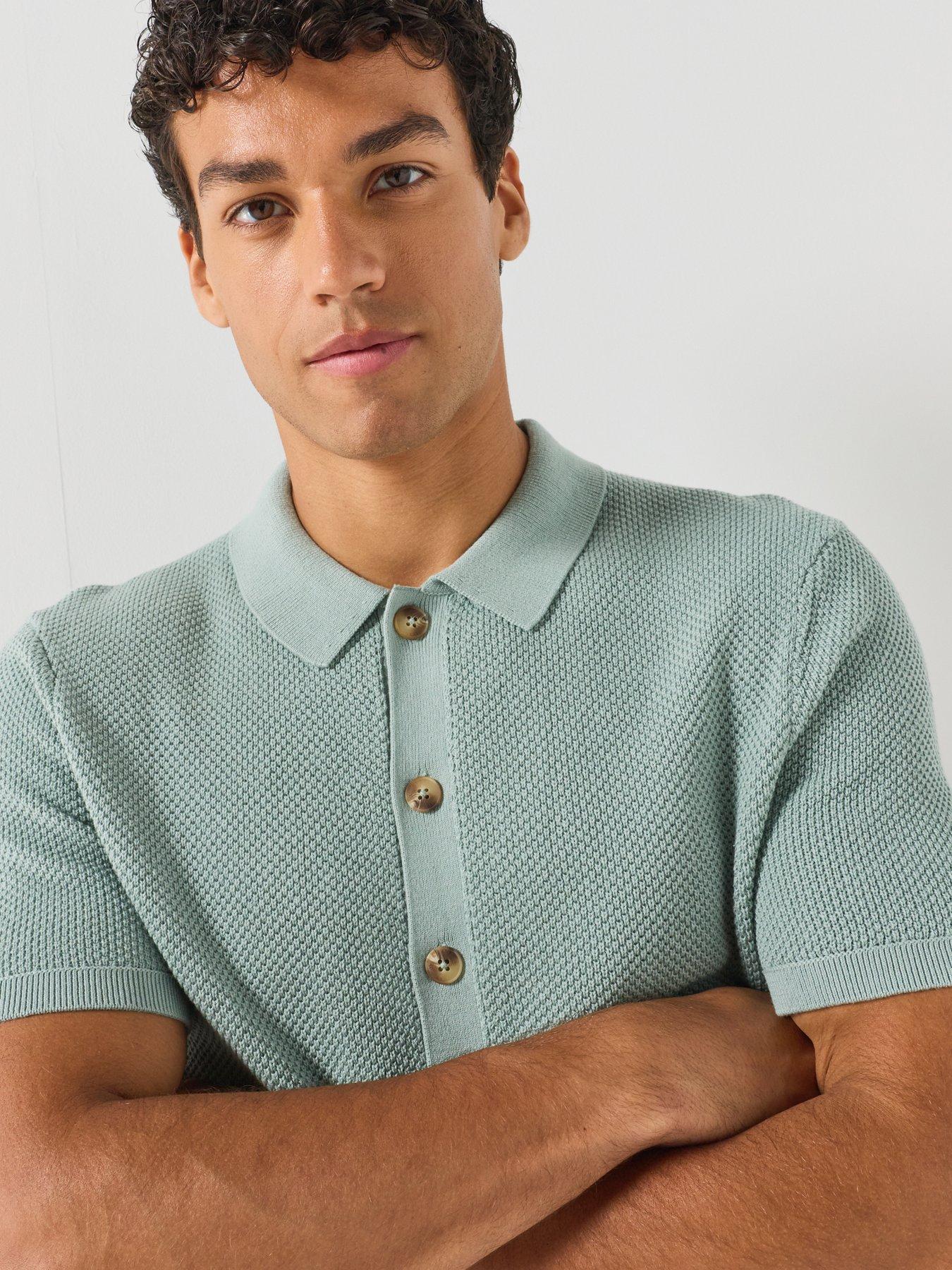 Image 5 of 6 of Guess Jeans Short Sleeve Knitted Polo Shirt - Green