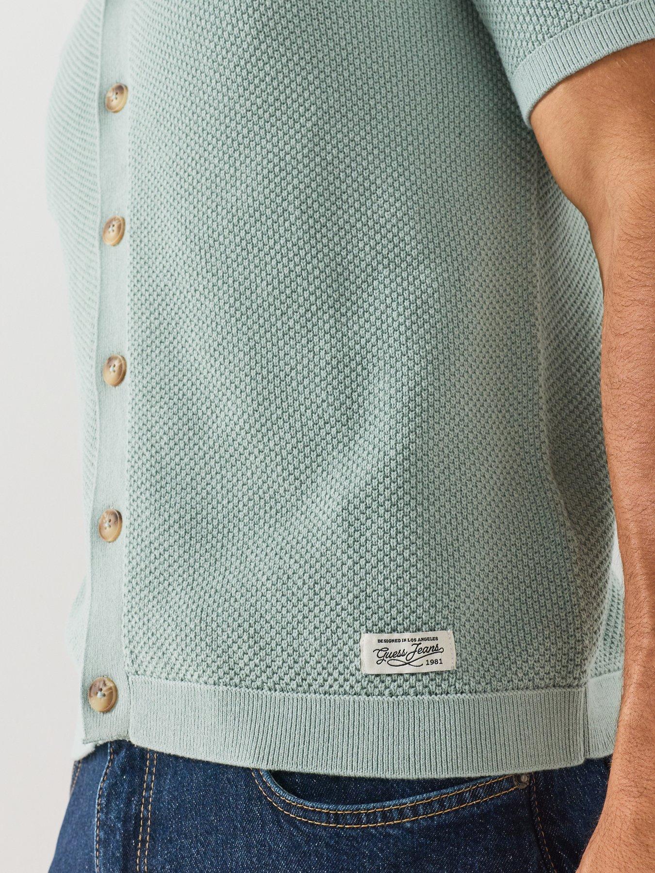 Image 6 of 6 of Guess Jeans Short Sleeve Knitted Polo Shirt - Green
