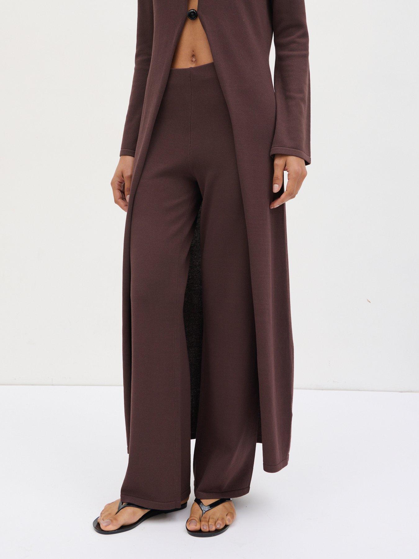 Pretty Lavish Maelle Slim Knit Trouser - Chocolate