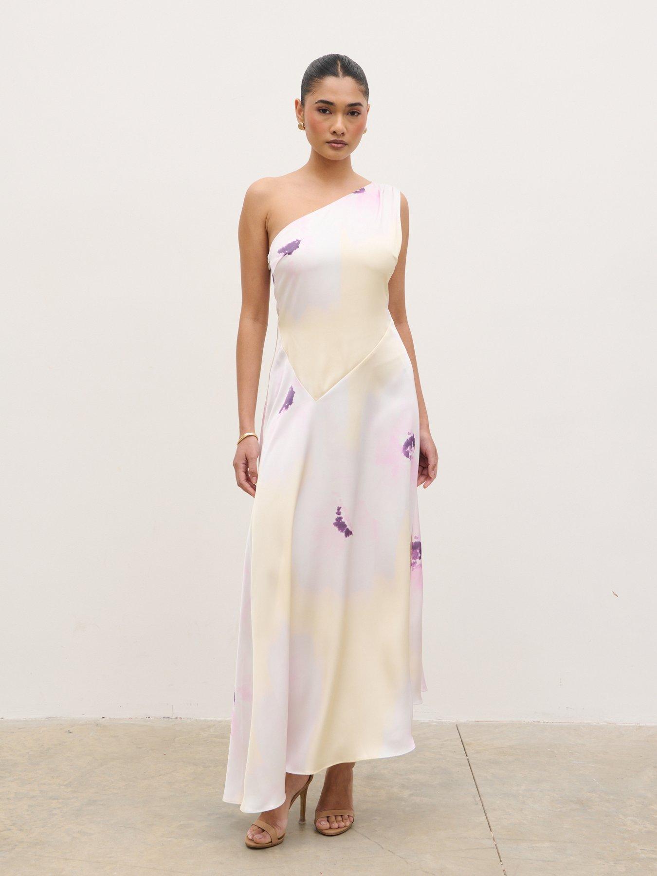 Pretty Lavish Ember One Shoulder Printed Midaxi Dress - Watercolour Poppy