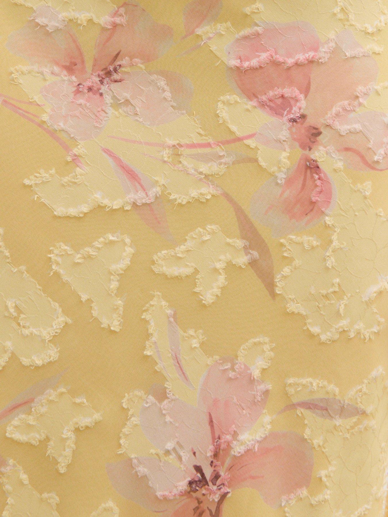 Image 5 of 5 of Pretty Lavish Eden Scarf Jacquard Printed Maxi Dress - Lemon Blush Floral - Yellow