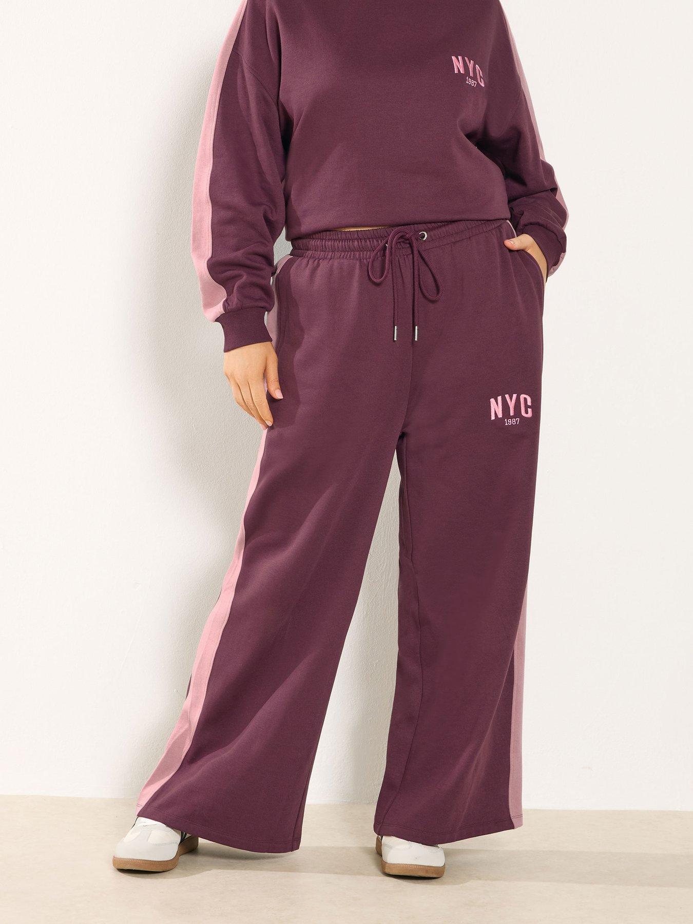 Image 3 of 4 of Yours Curve NYC Side Stripe Jogger - Burgundy