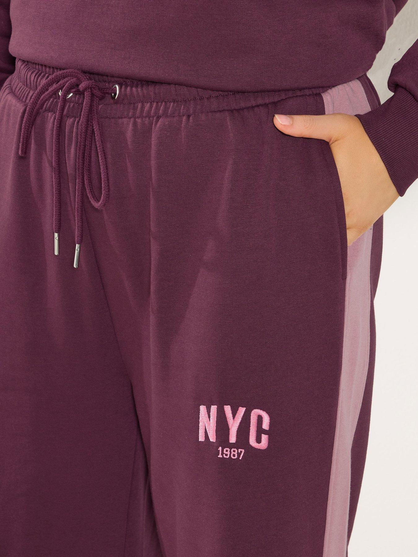 Image 4 of 4 of Yours Curve NYC Side Stripe Jogger - Burgundy