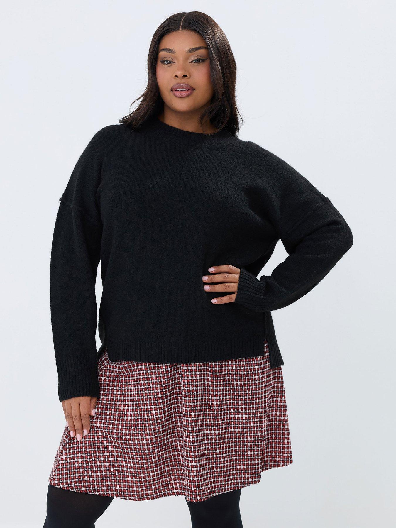 Yours Curve Check Mini Skirt - Red