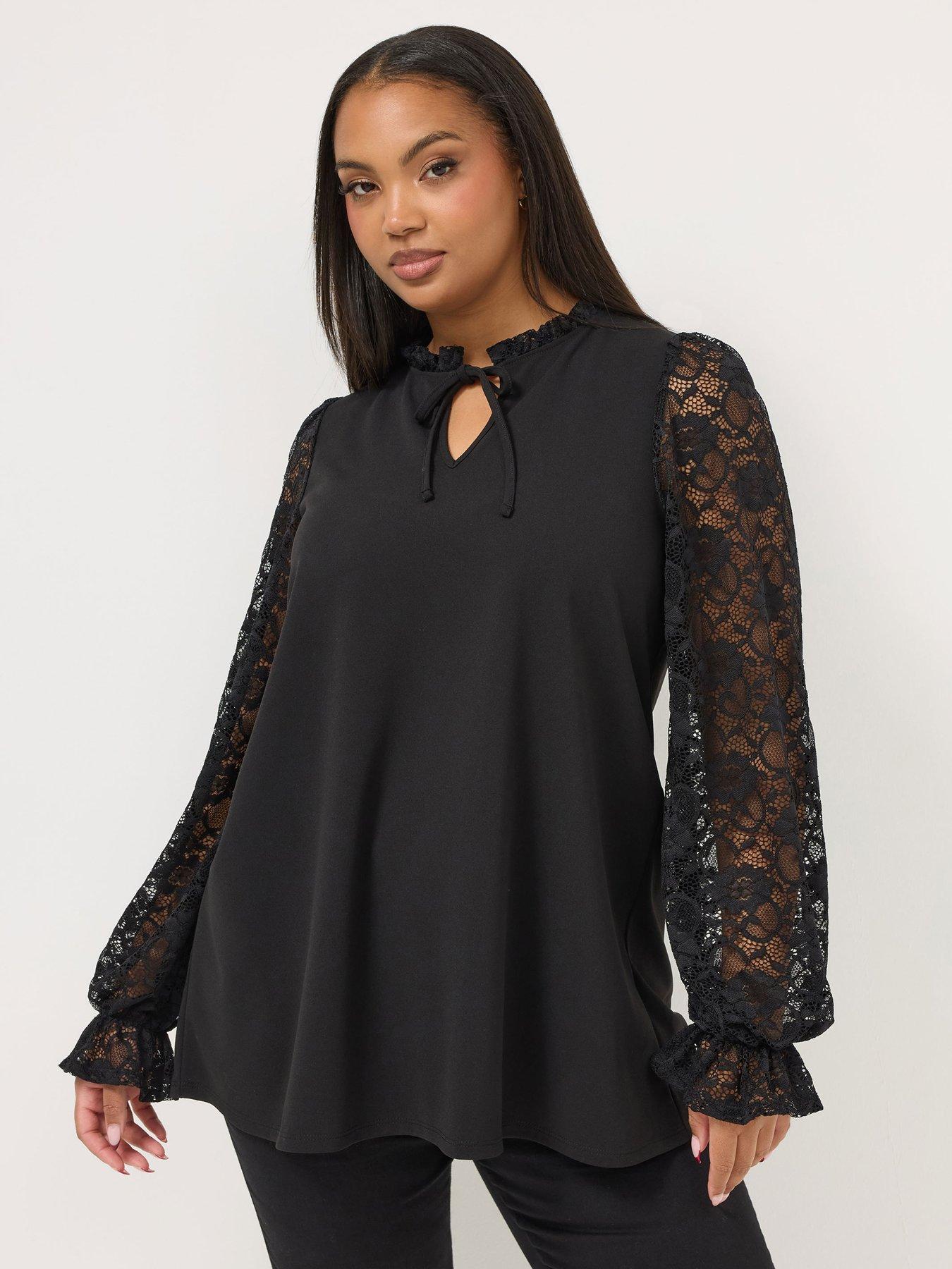 Yours Curve 2 In 1 Lace Top - Black