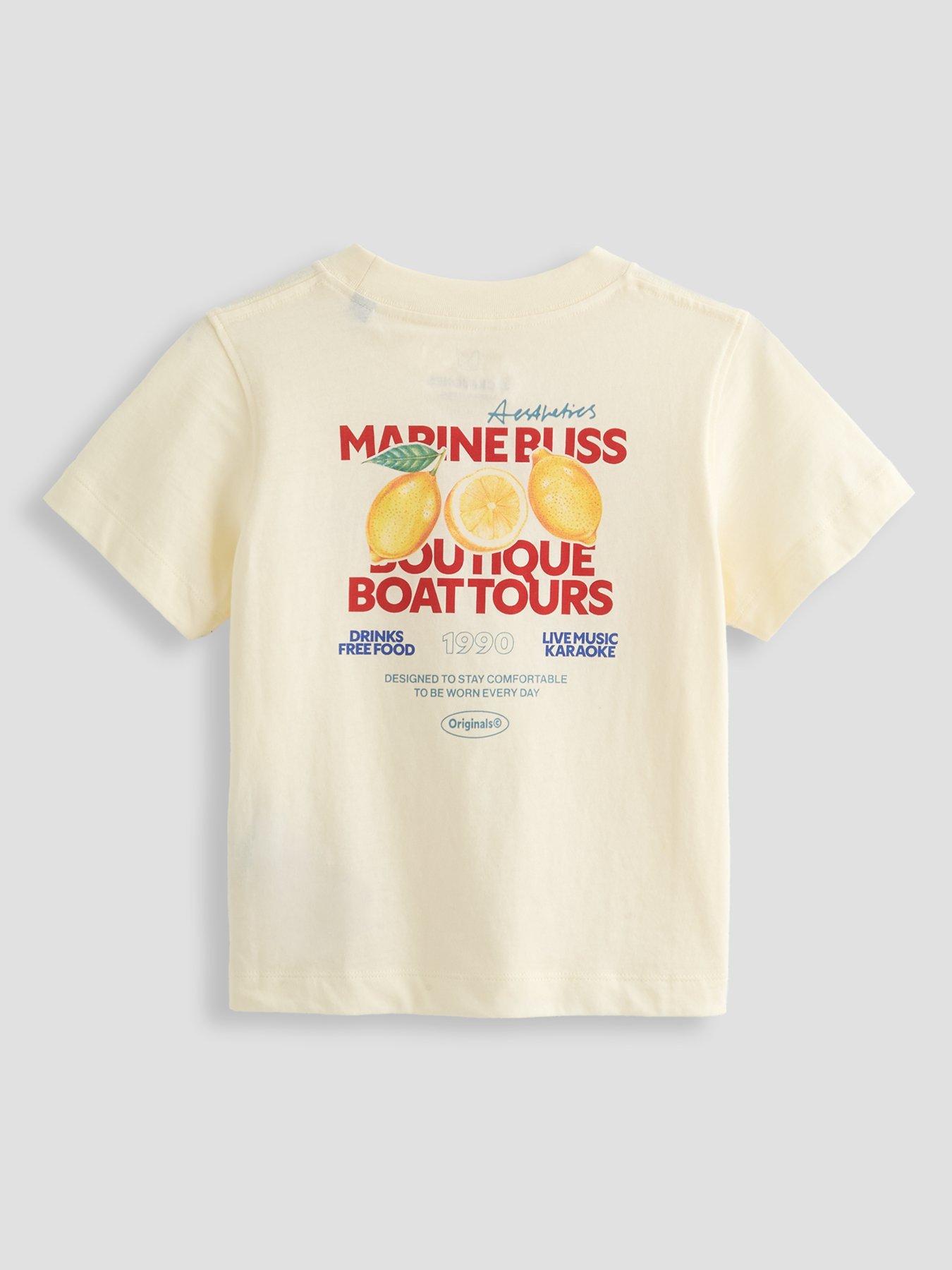 Jack & Jones Mini Younger Boys Riviera Vintage Poster Short Sleeve T-Shirt - Cream