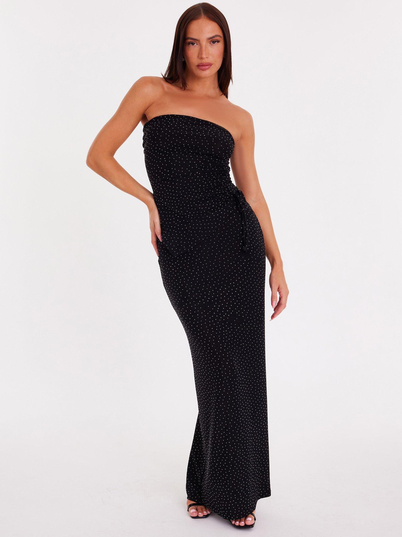 Quiz Black Diamante Maxi Skirt