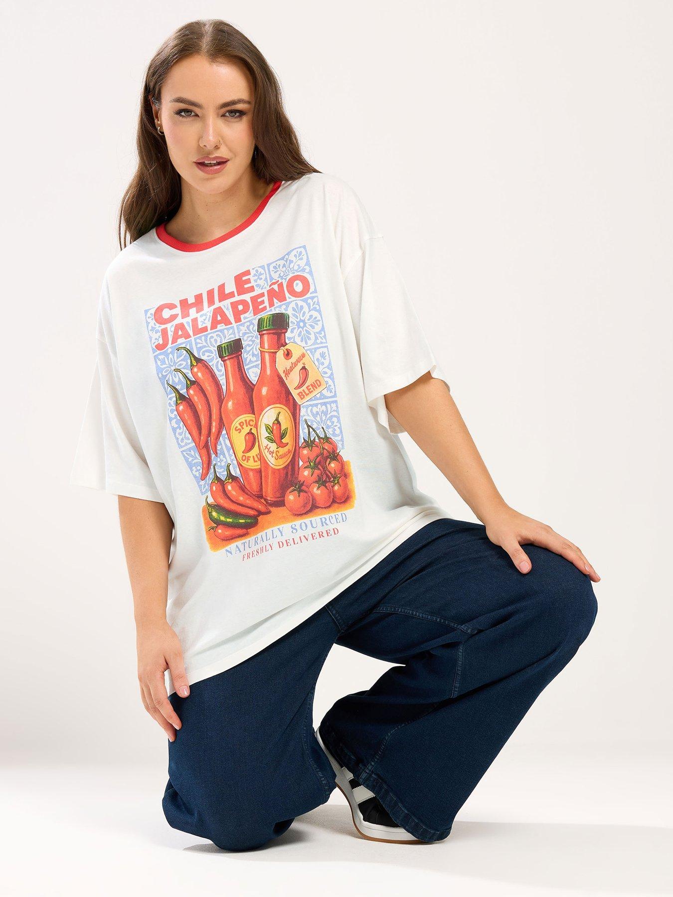 Yours Curve Relaxed Placement Sauce T-shirt