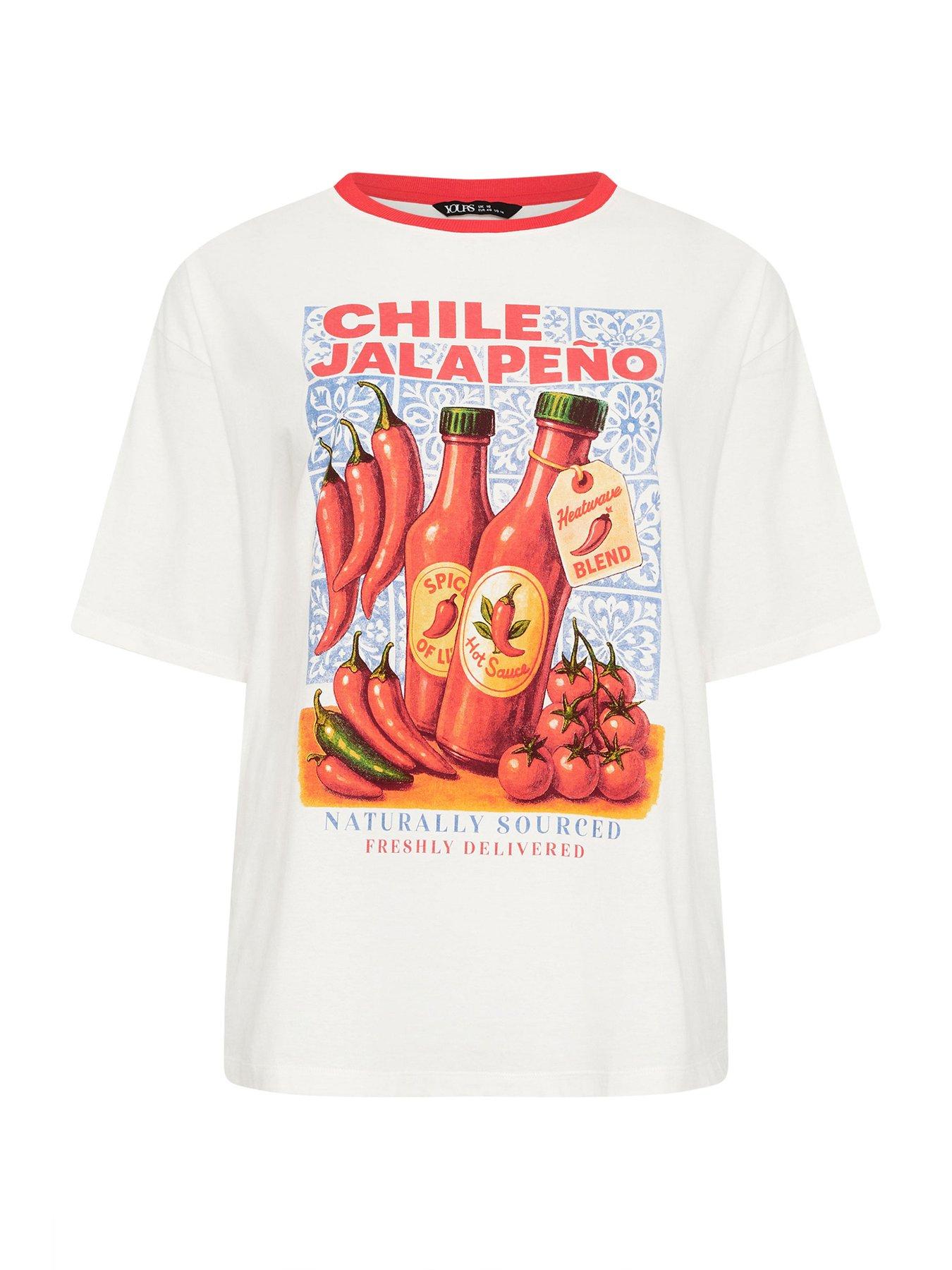 Image 5 of 5 of Yours Curve Relaxed Placement Sauce T-shirt - Cream