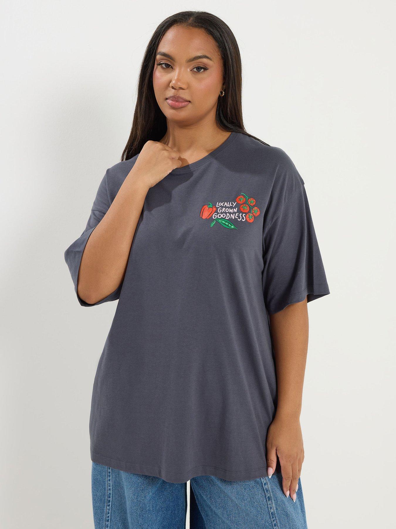 Yours Curve Relaxed Placement Garden T-shirt