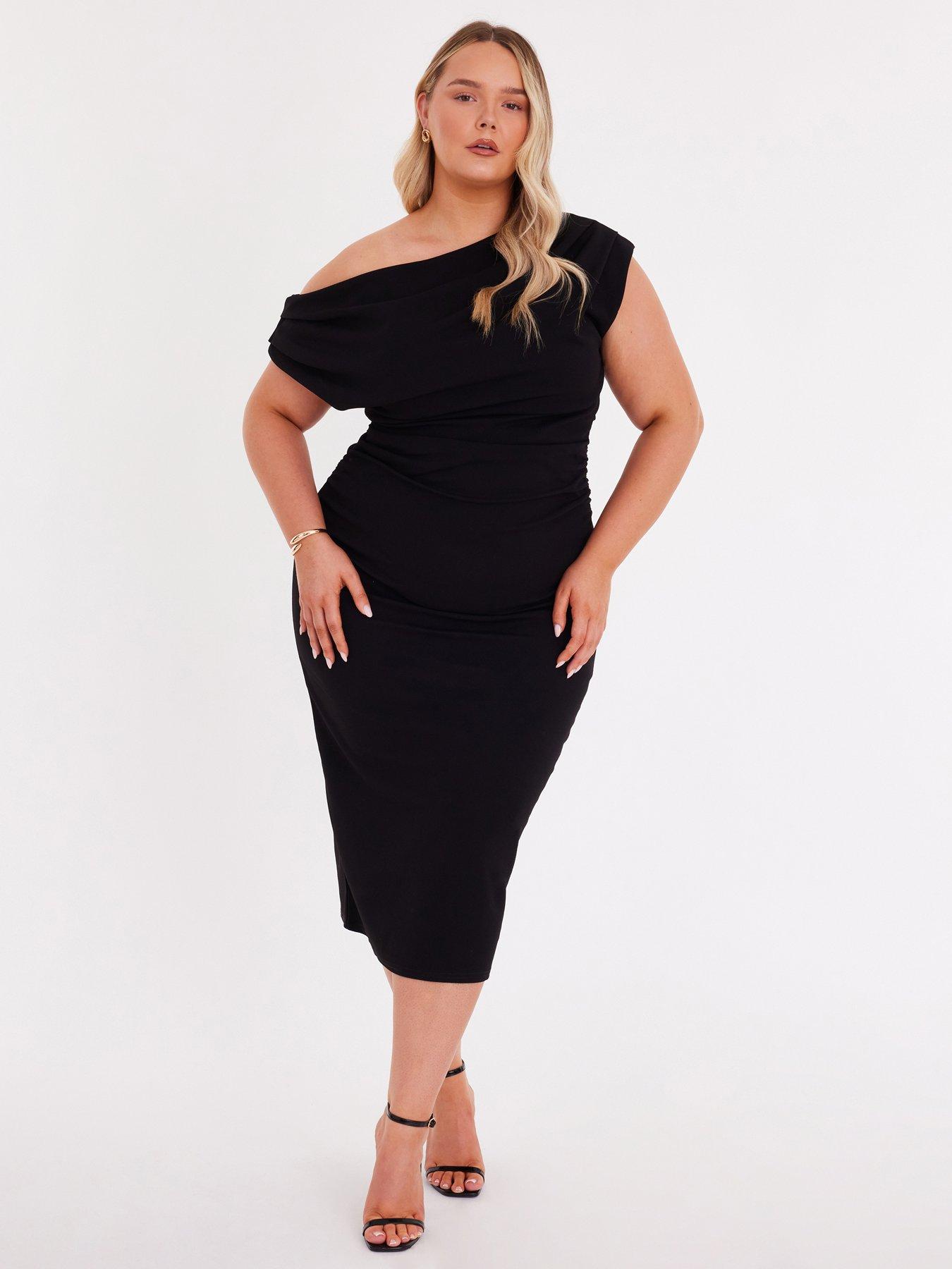 Quiz Black Drop Shoulder Midi Dress