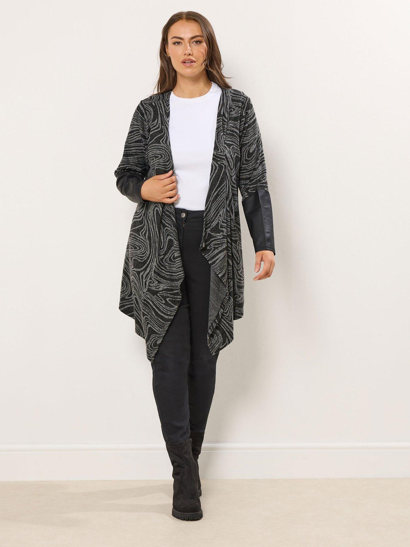 yours-curve-soft-touch-pu-cuff-cardigan-grey