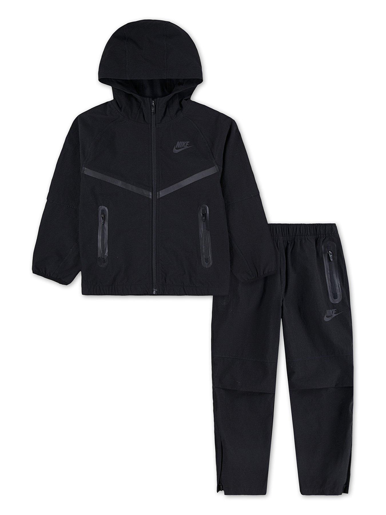 Nike: Kids Unisex Full Zip Tech Woven Set - Black