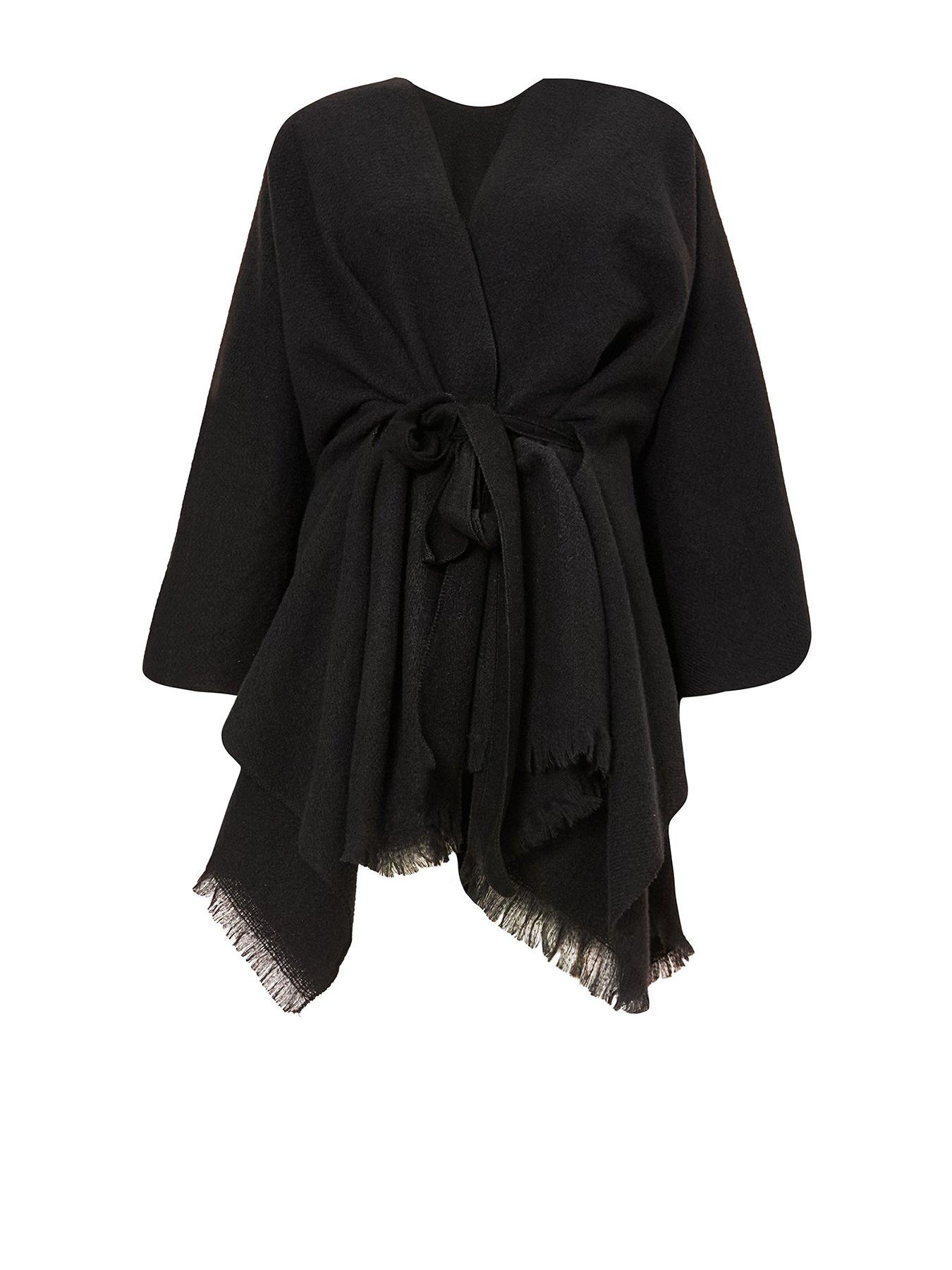 Quiz Black Tie Waist Cape