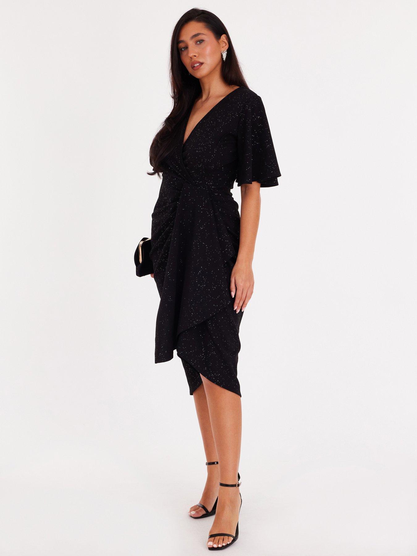 slim fit dress slacks Ruched Glitter Knit Midi Dress main image 1