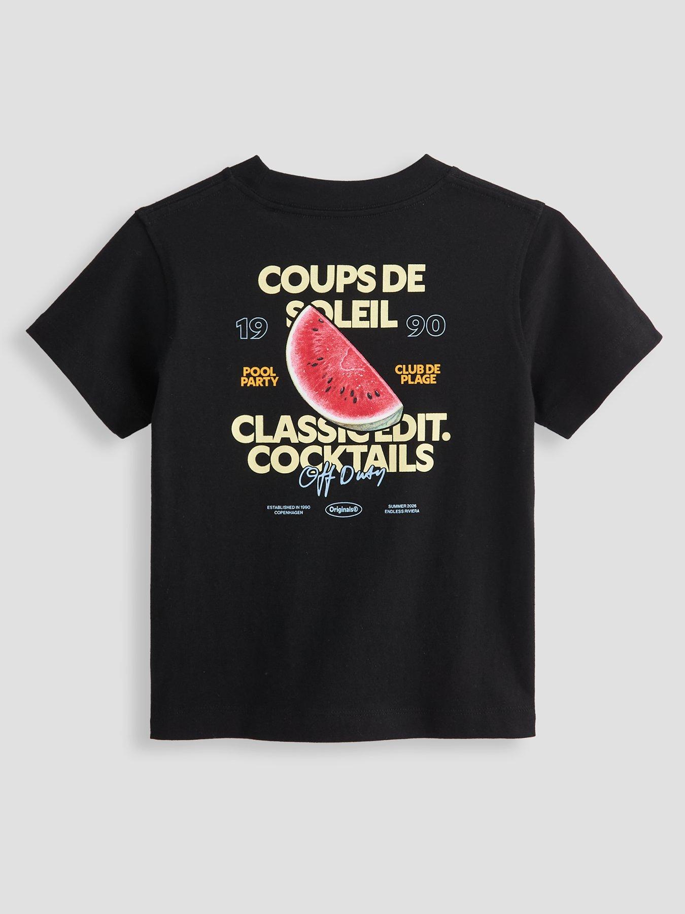 Jack & Jones Mini Younger Boys Riviera Vintage Poster Short Sleeve T-Shirt - Black