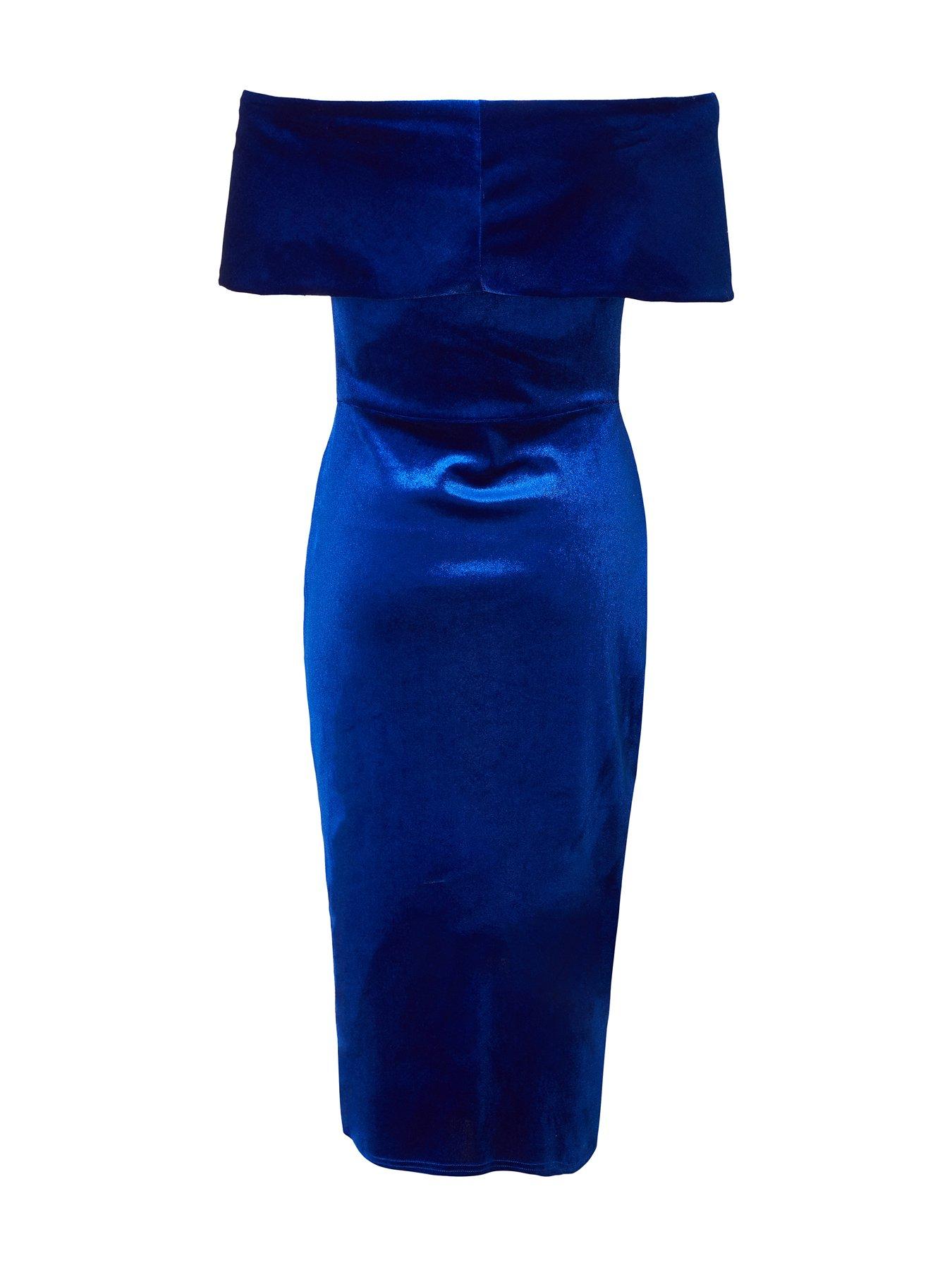 bardot blue velvet dress Bardot Velvet Dress main image 1