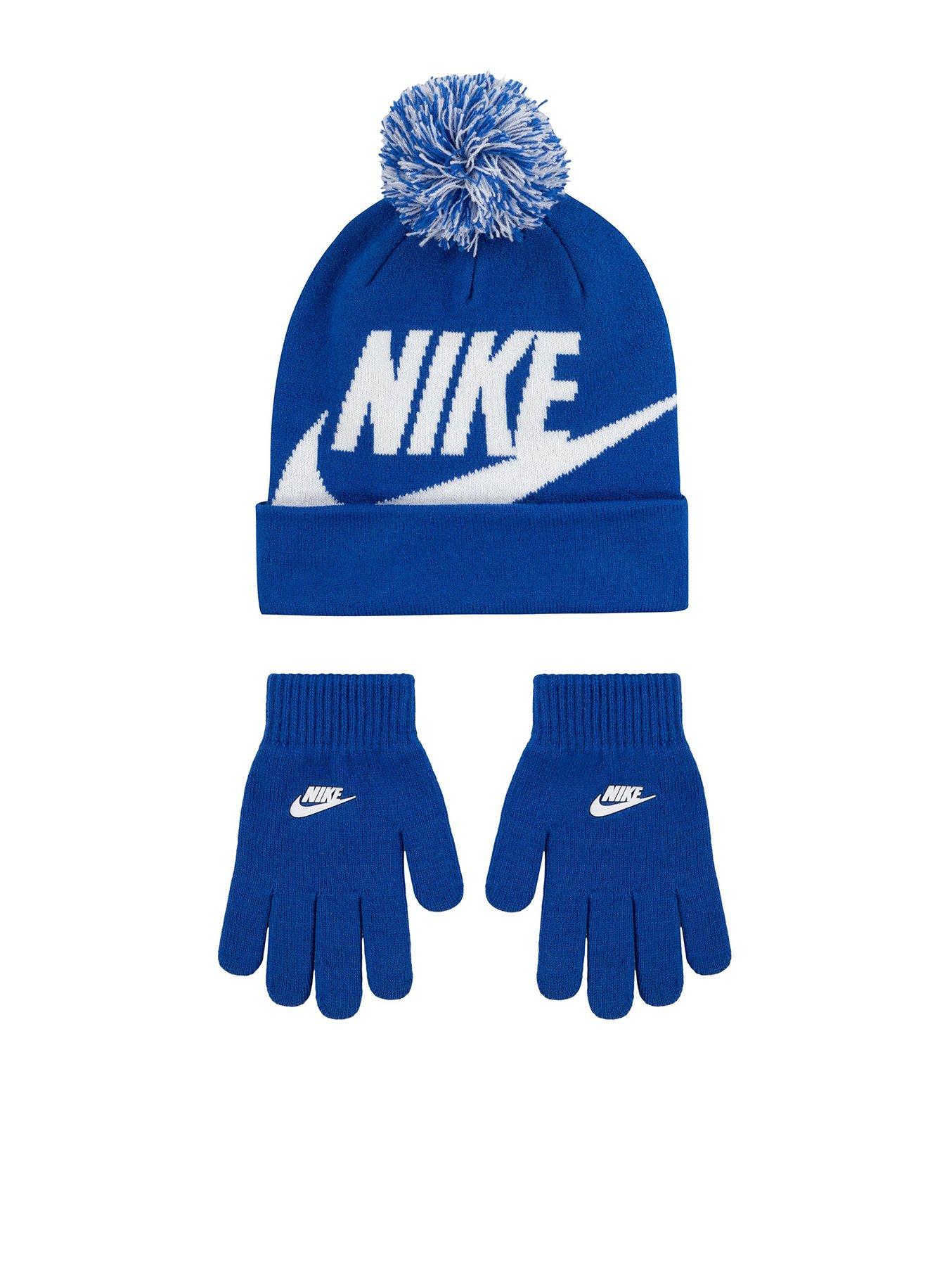 Nike Kids Boys Soosh Pom Beanie  &  Glove Set - Blue