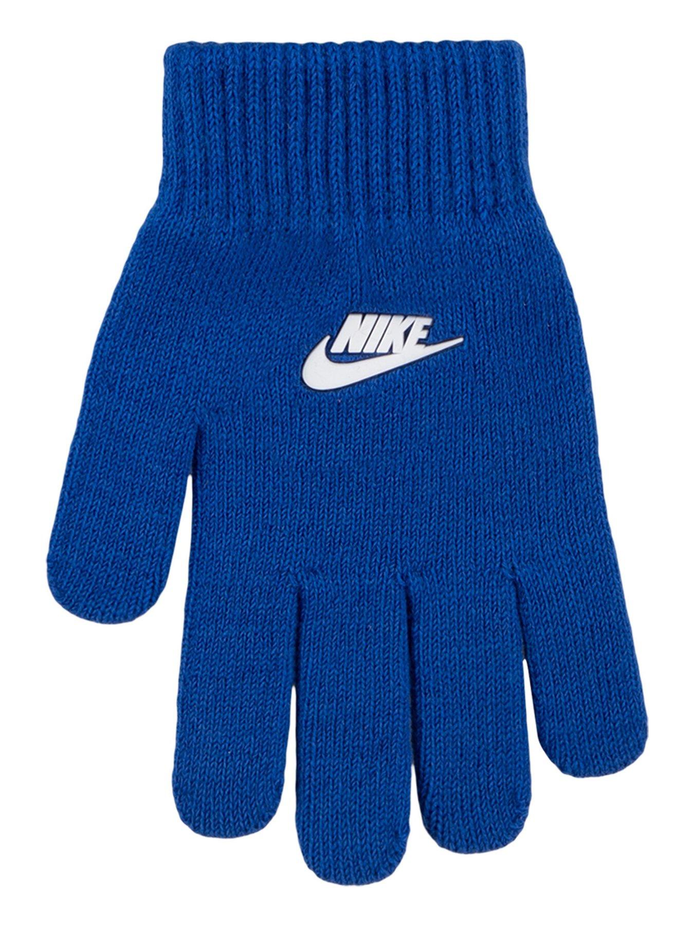 Image 3 of 4 of Nike Kids Boys Swoosh Pom Beanie &amp; Glove Set - Blue