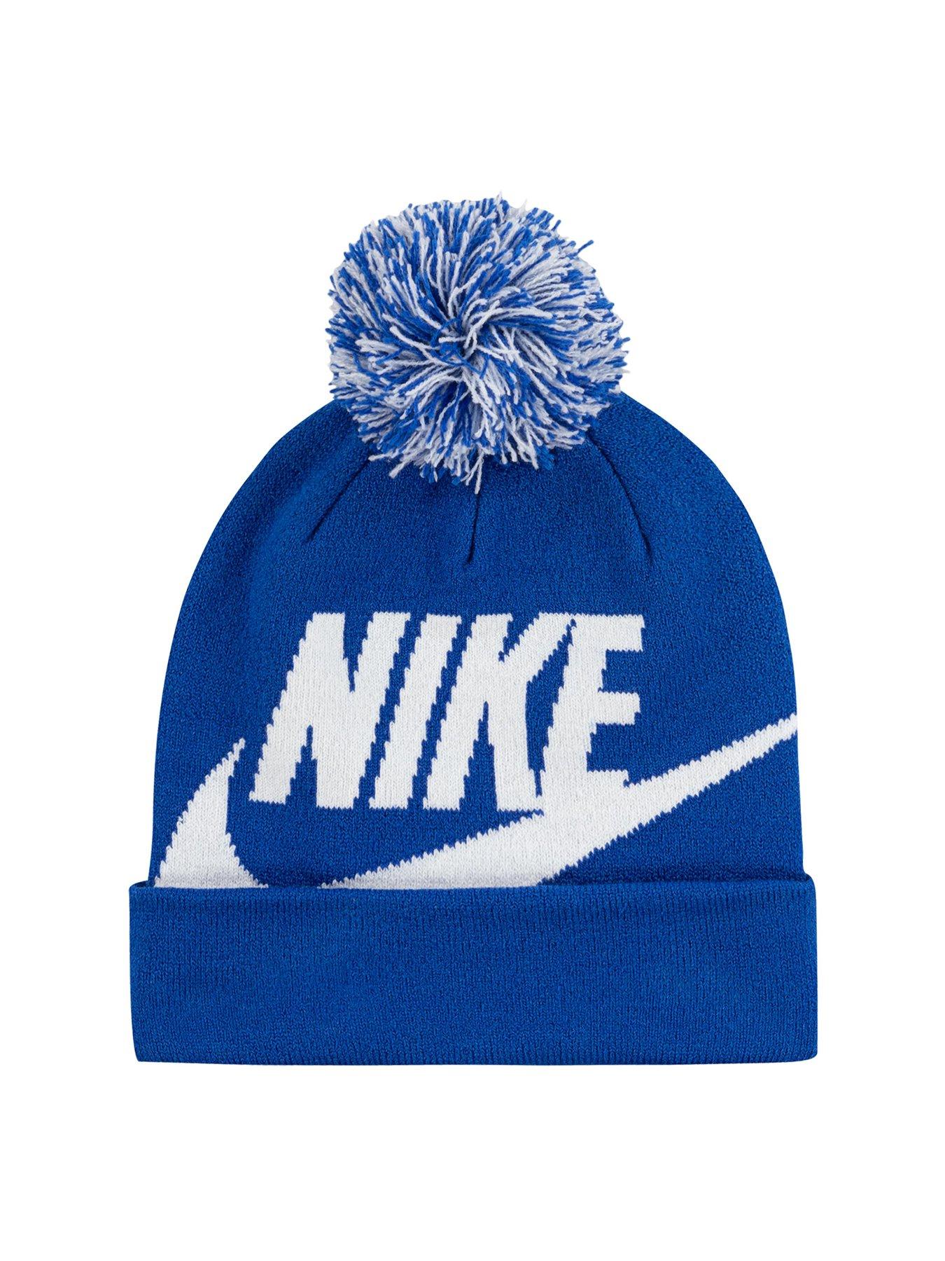 Image 4 of 4 of Nike Kids Boys Swoosh Pom Beanie &amp; Glove Set - Blue