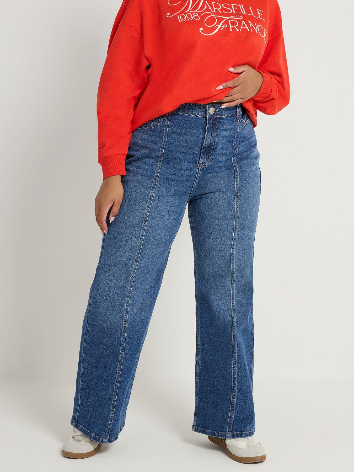 Image 1 of 5 of Yours Curve Wide Leg Front Seam Jean