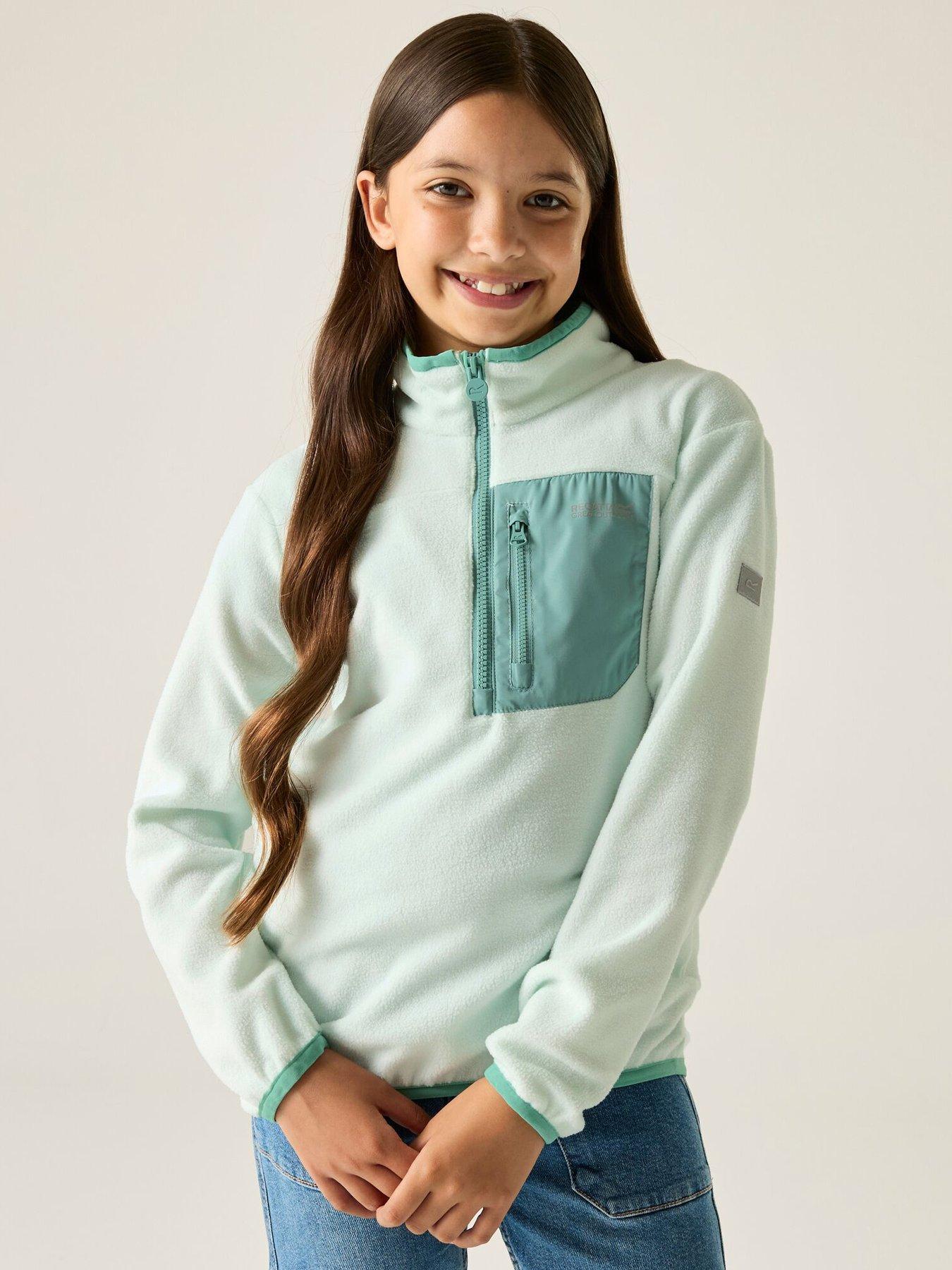 Regatta Girls Frankie 1/2 Zip Fleece, Green, Size 14 Years