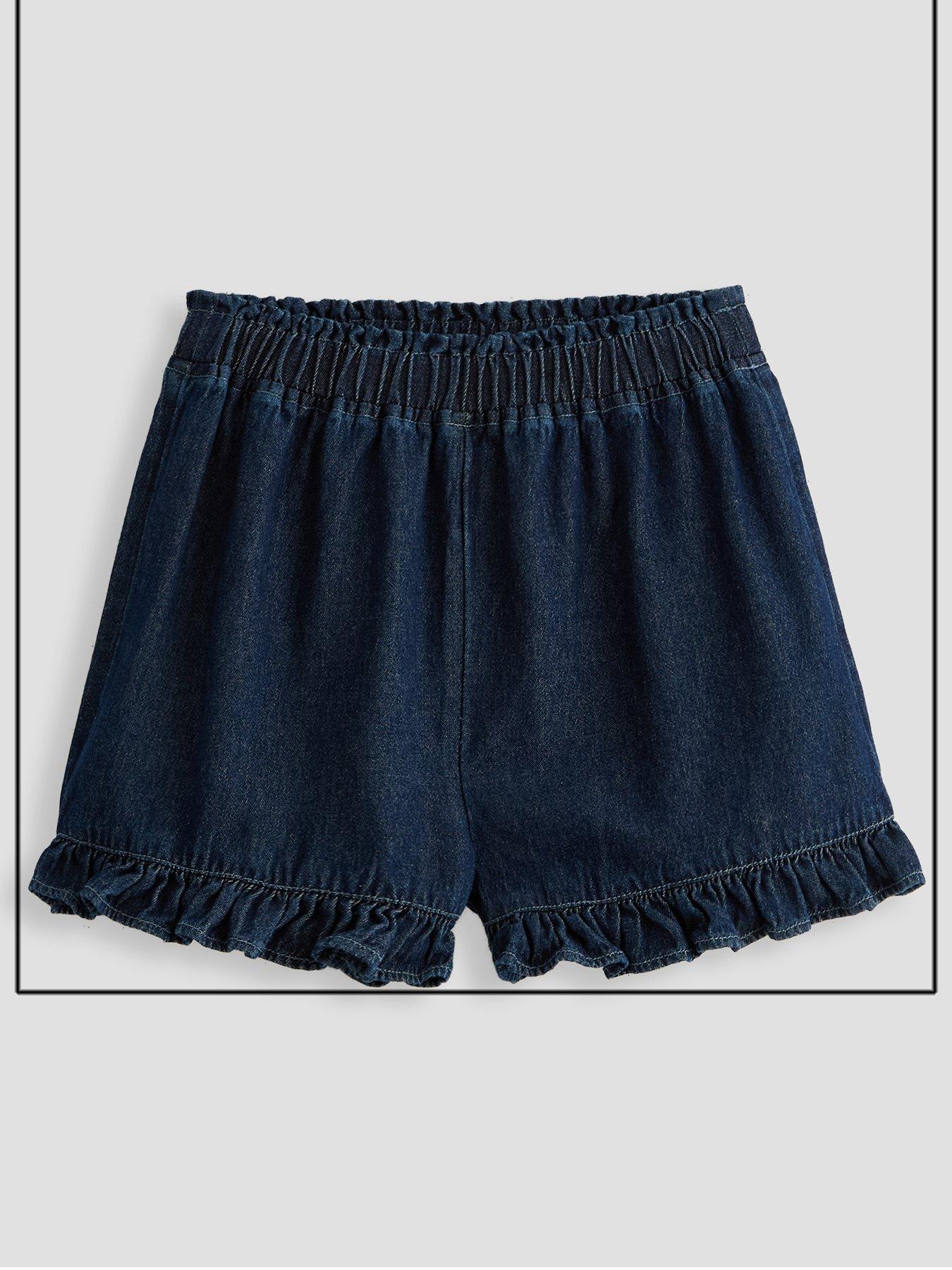 The Very Collection Girls 2 Pack Denim Frill Shorts - Blue | Very