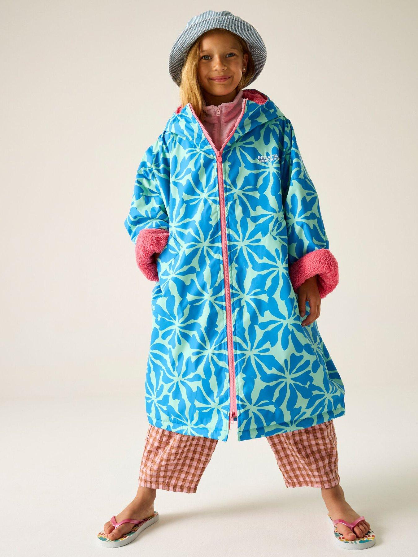Regatta Girls Waterproof Robe, Blue, Size 5-9 Years