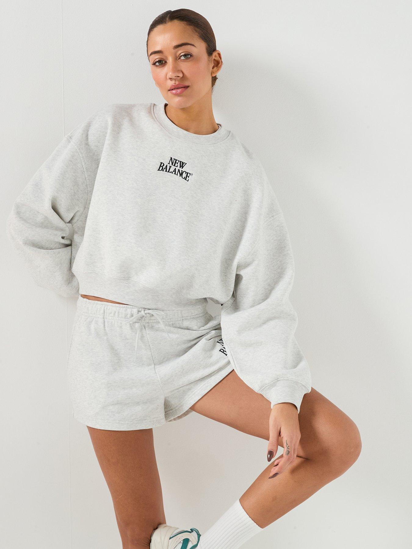 New Balance Women's Linear Heritage Fleece Crew - Grey