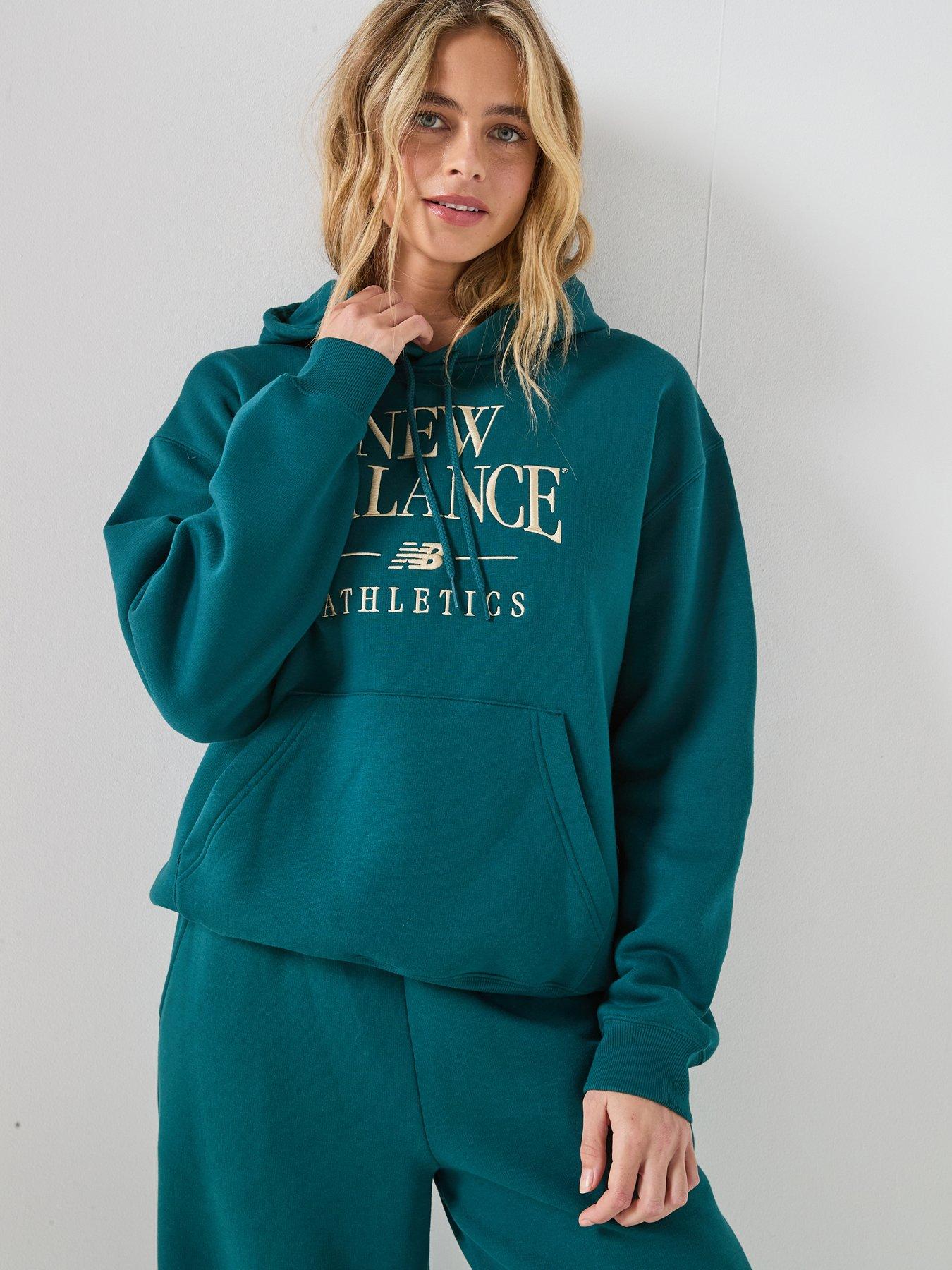 New Balance Women's Linear Heritage Fleece Hoodie- Green, Green, Size Xs, Women