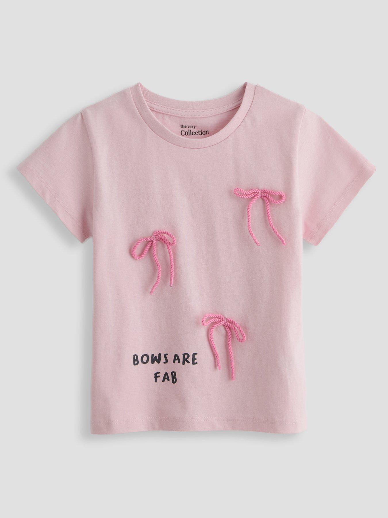 Image 2 of 5 of The Very Collection Girls 4 Pack Frill Bow T-shirts - Multi