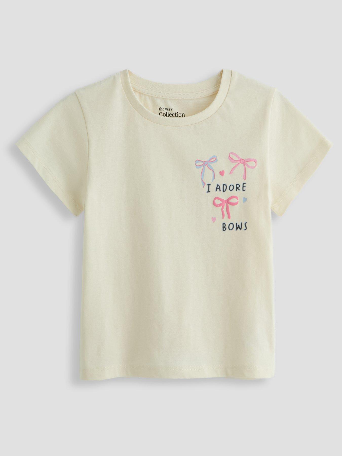 Image 3 of 5 of The Very Collection Girls 4 Pack Frill Bow T-shirts - Multi