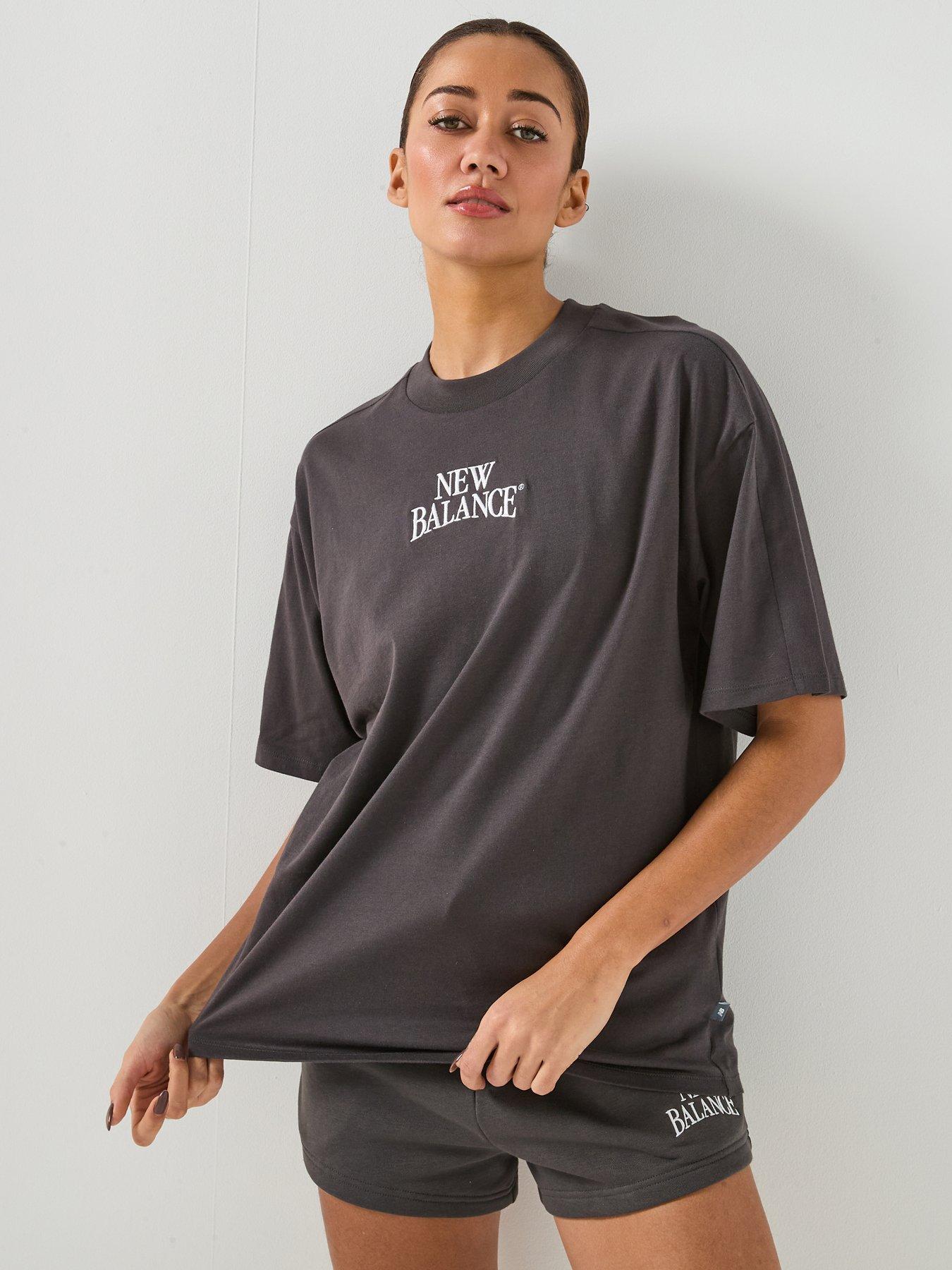 New Balance Womens Linear Heritage Oversized T-Shirt - Black