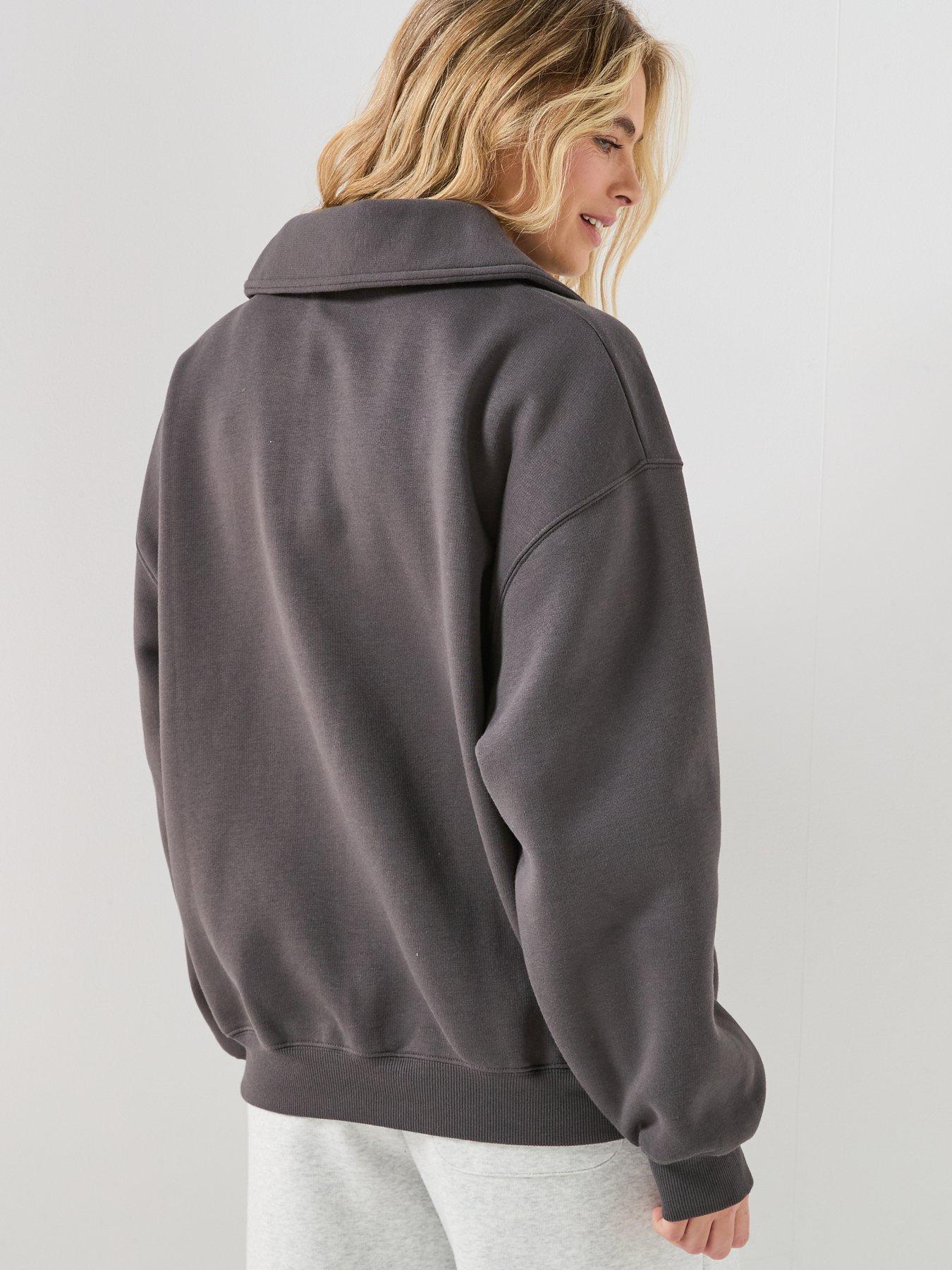 Image 2 of 6 of New Balance Womens Linear Heritage Fleece Half Zip - Grey