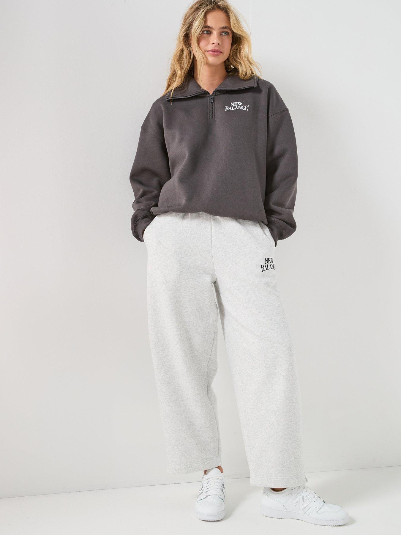 Image 3 of 6 of New Balance Womens Linear Heritage Fleece Half Zip - Grey