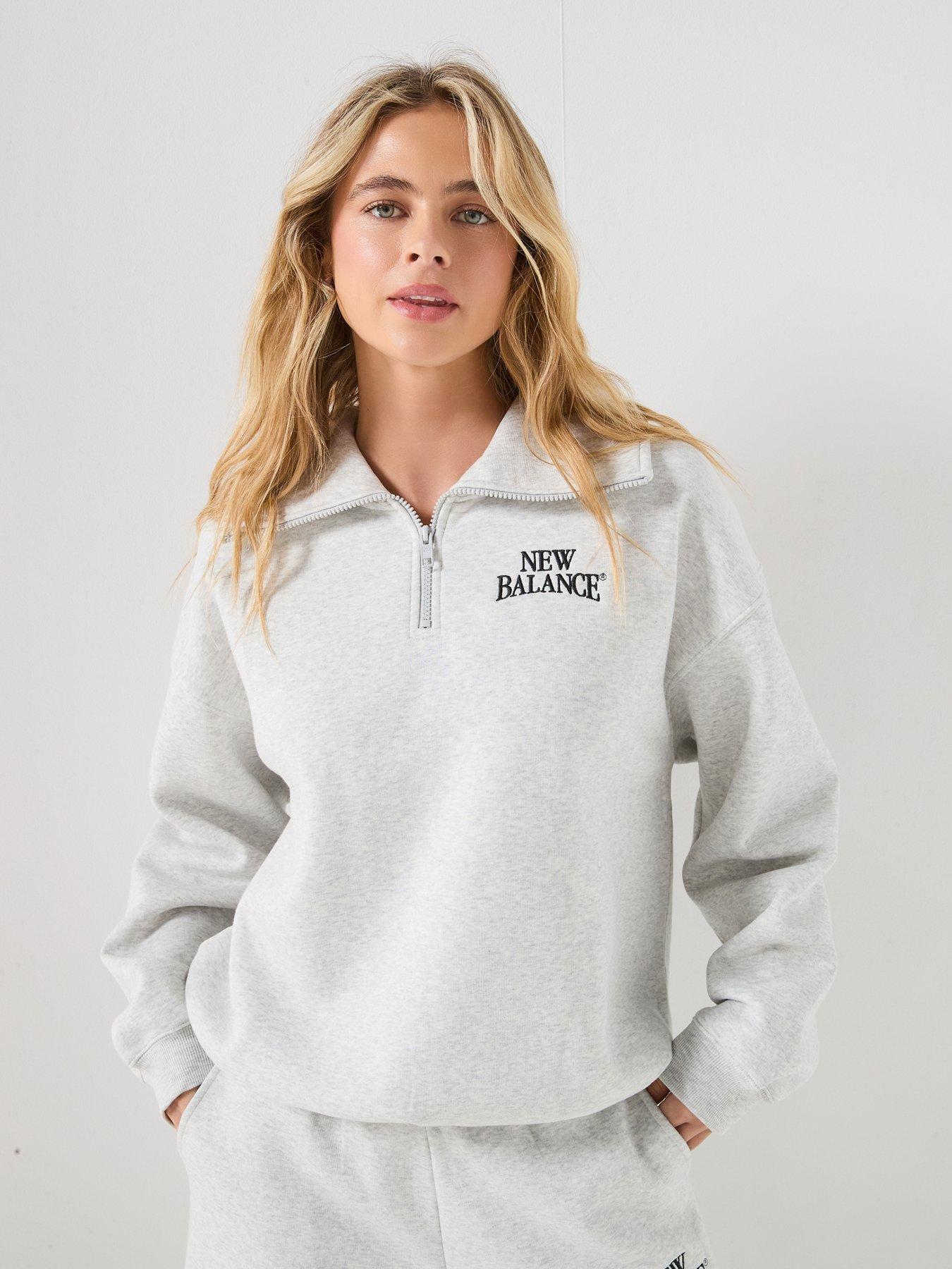 New Balance Womens Trackside Half Zip Sweatshirt - Grey