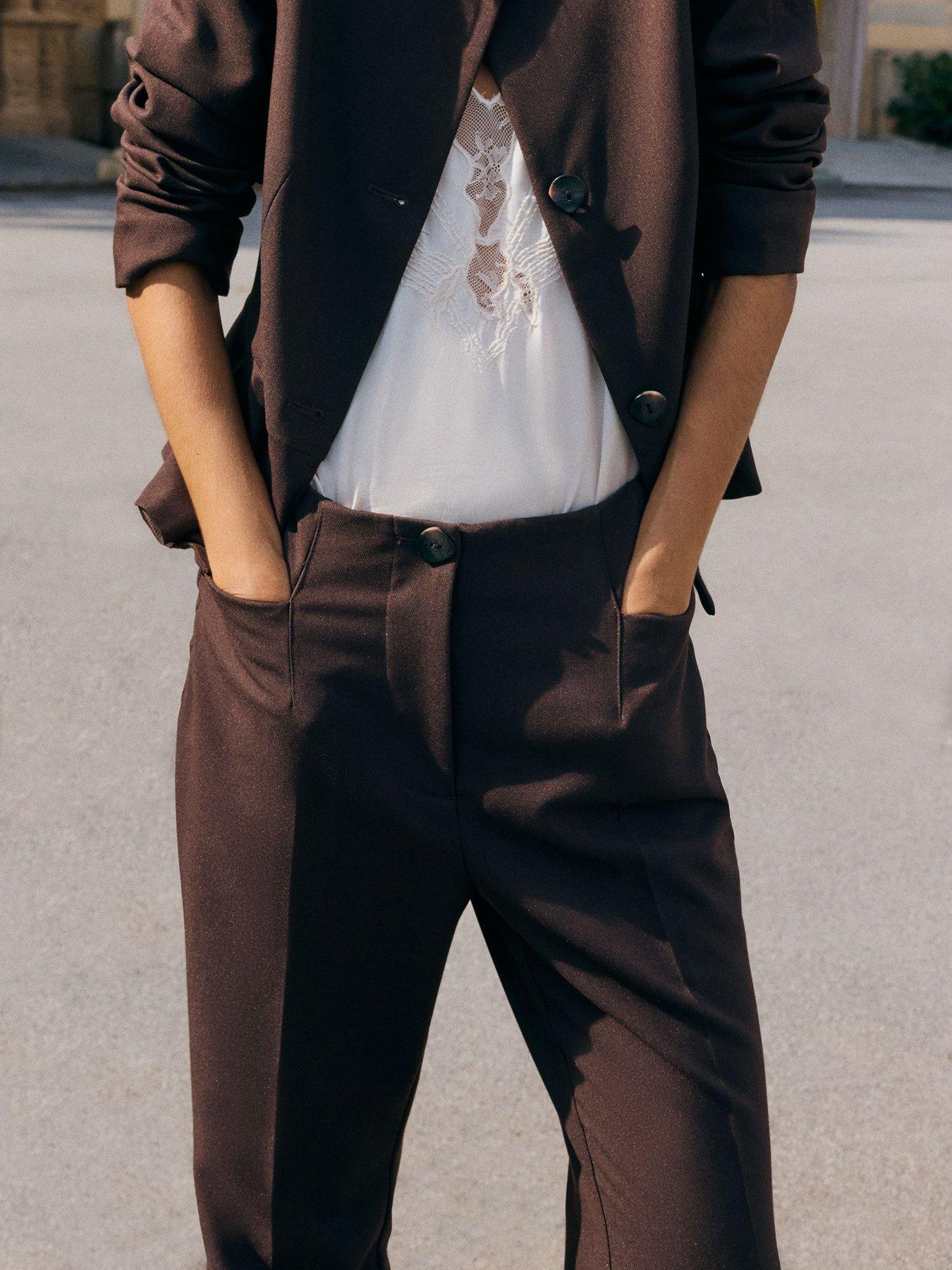 Image 4 of 4 of Friends Like These Chocolate Brown Tailored Flare Trousers