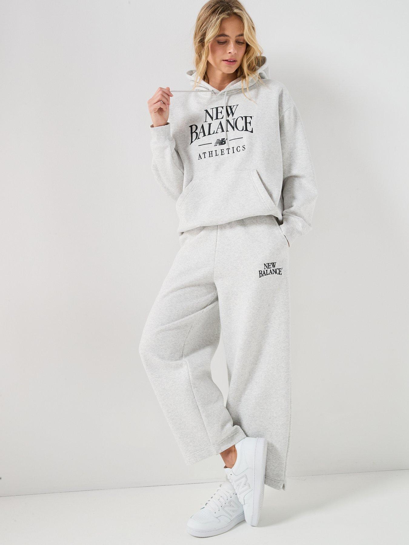 Image 3 of 6 of New Balance Womens Linear Heritage Fleece Hoodie - Grey
