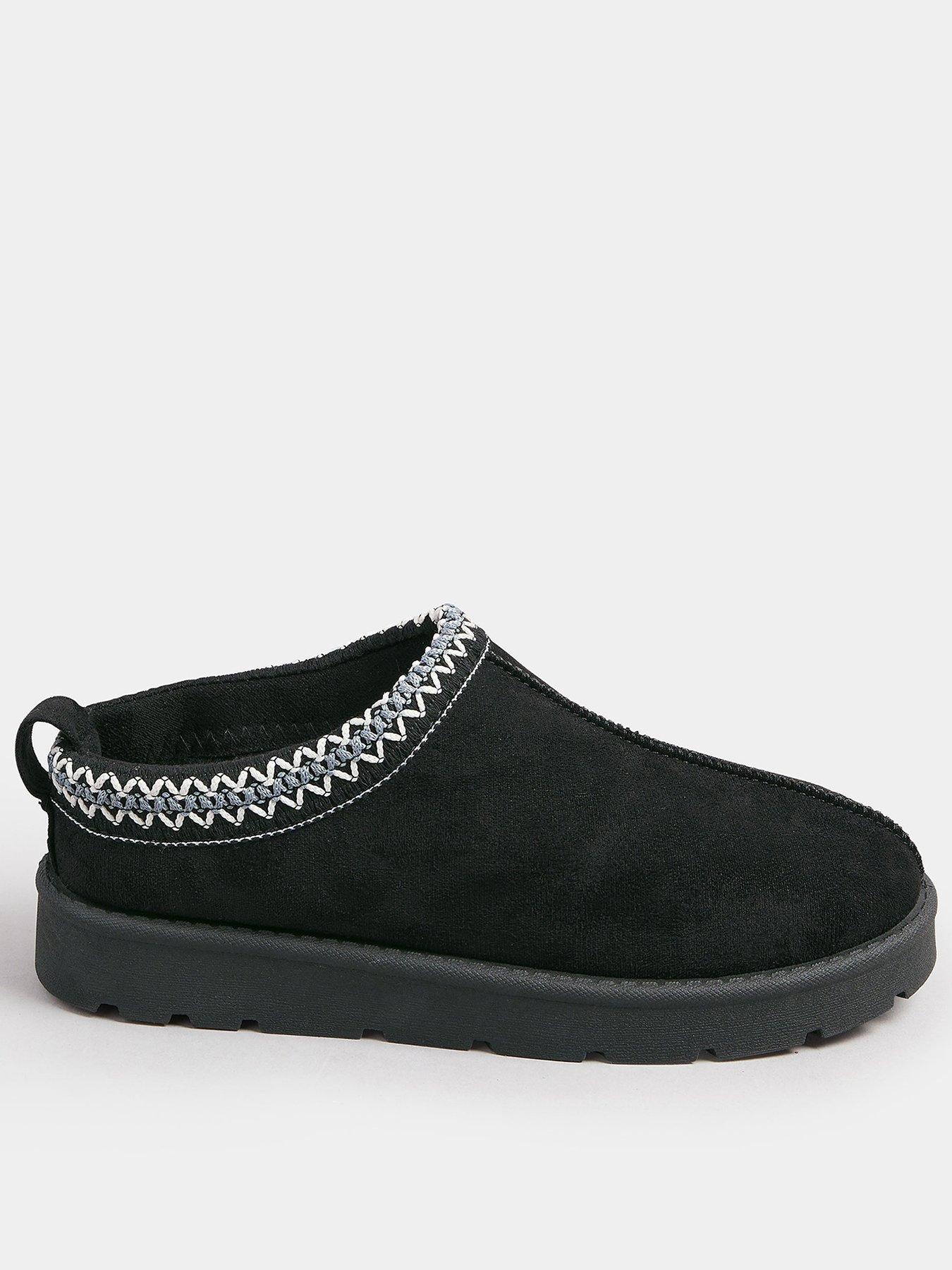 Long Tall Sally Standard Fit Faux Suede Embroidered Mule - Black