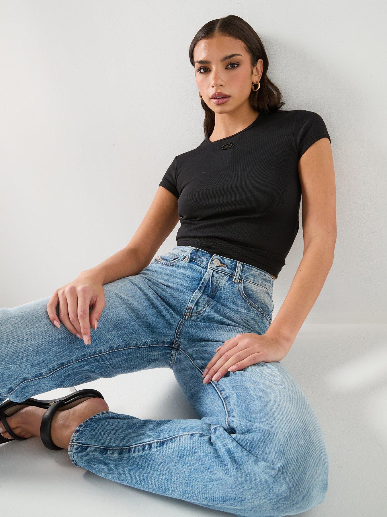 Image 6 of 6 of Diesel Bunny-Tail Wrap T-Shirt - Black