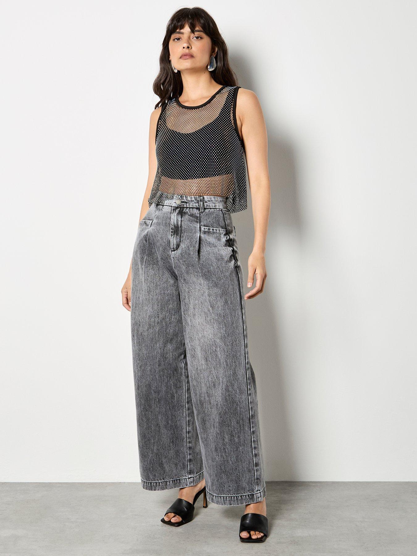 Apricot Rhinestone Mesh Cropped Vest