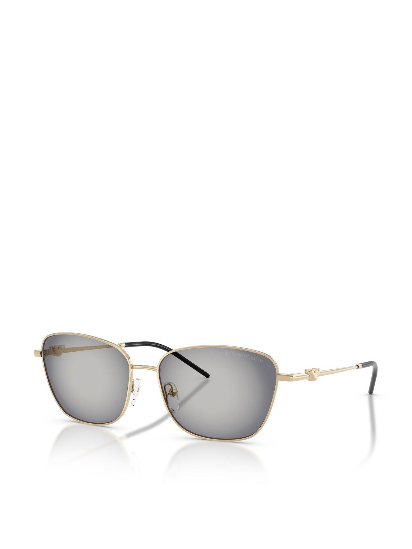 Image 1 of 5 of Emporio Armani Irregular Sunglasses- Gold With Mirrored Lens