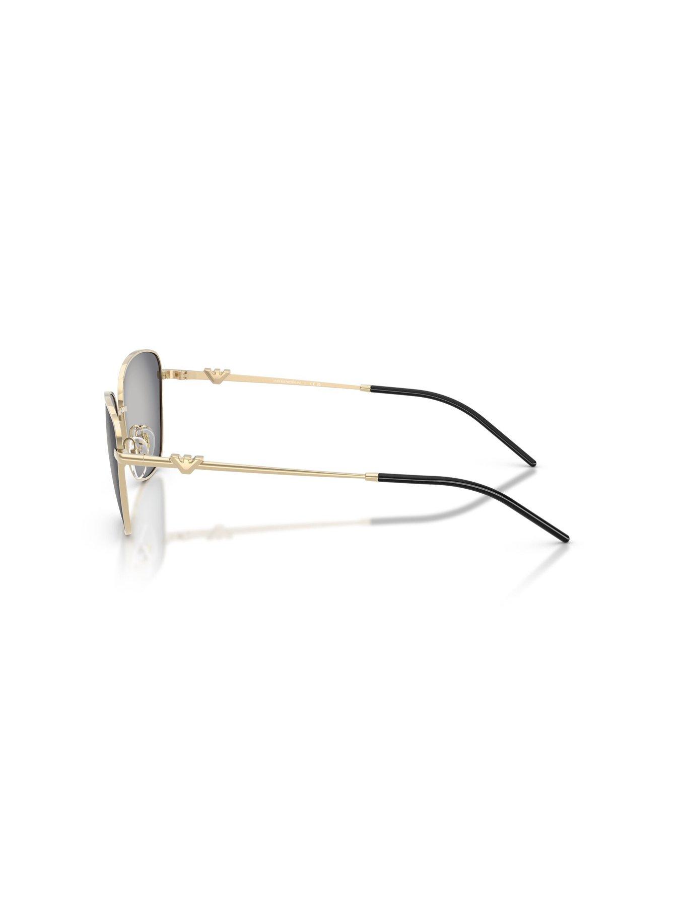 Image 2 of 5 of Emporio Armani Irregular Sunglasses- Gold With Mirrored Lens