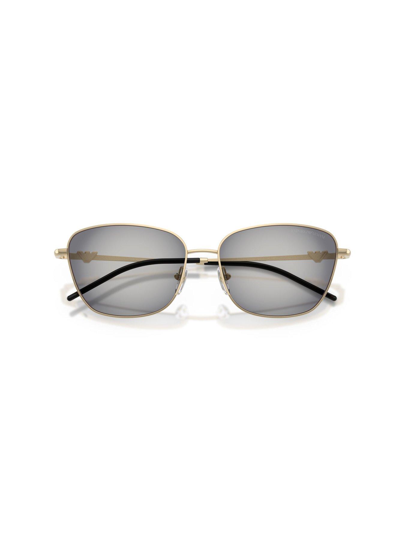 Image 4 of 5 of Emporio Armani Irregular Sunglasses- Gold With Mirrored Lens